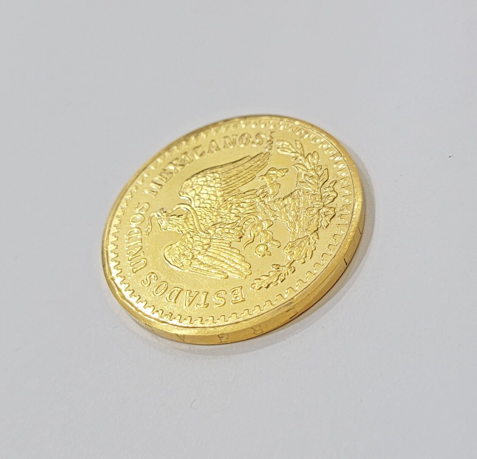 REAL 14K Coin 1947 Mexican Centenaro 50 Gold Pesos Copy Solid 14kt Yellow Gold - GoldenlinQ