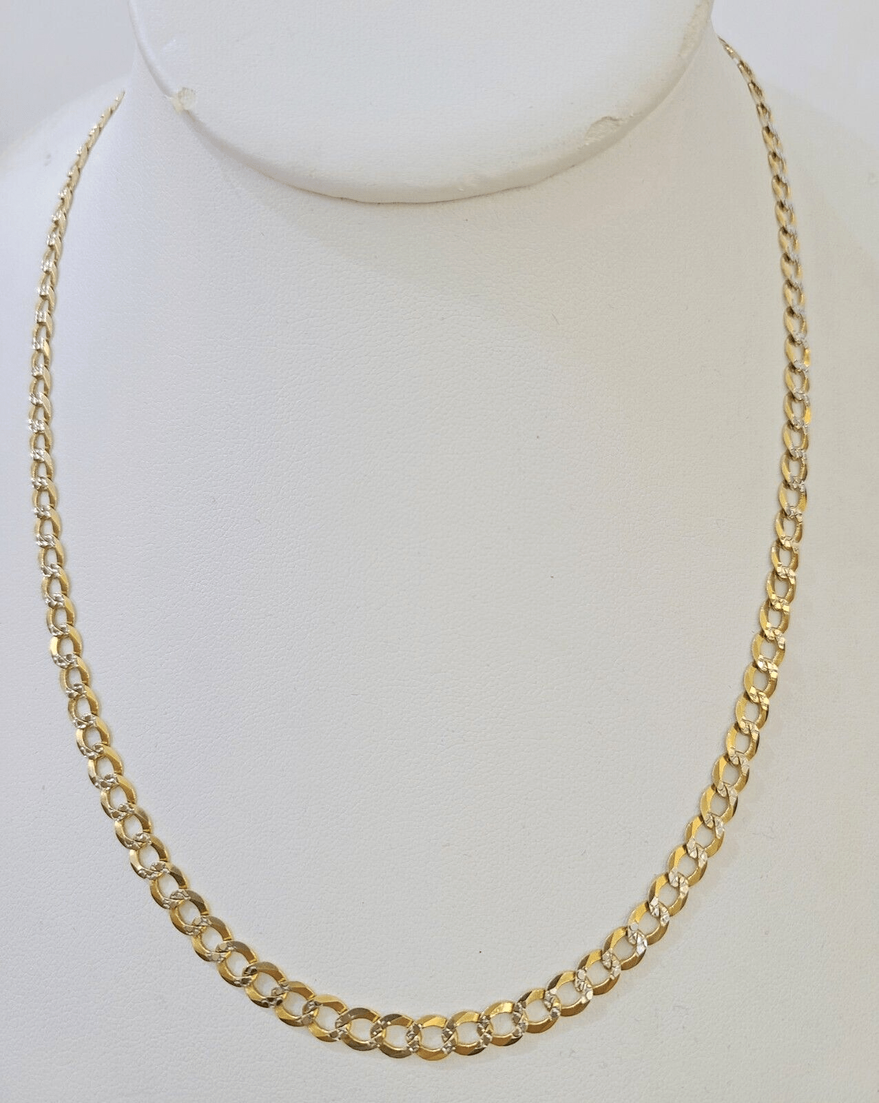 REAL 14k Cuban Curb Link necklace with Diamond Cuts 22 inches 6mm 14kt - GoldenlinQ