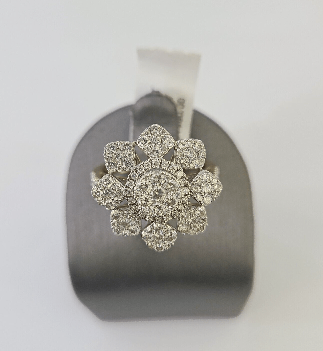 Real 14k Diamond Flower Ladies Ring Yellow Gold Women Engagement Wedding - GoldenlinQ