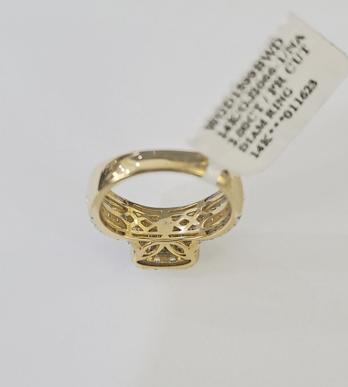 Real 14k Diamond Ladies Ring Yellow Gold Bridal Women Engagement Wedding - GoldenlinQ