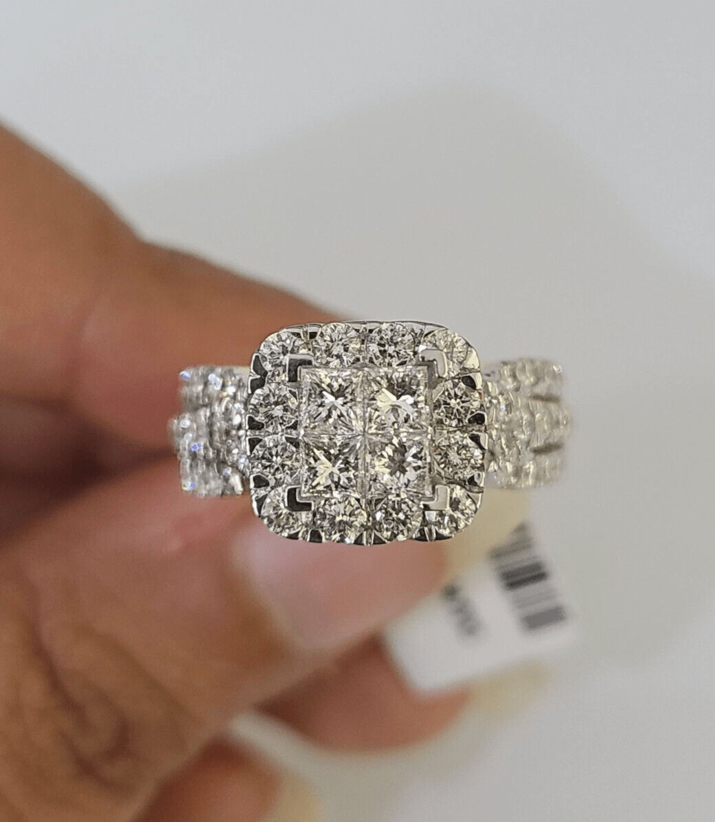 Real 14k Diamond Ladies Ring Yellow Gold Bridal Women Engagement Wedding - GoldenlinQ