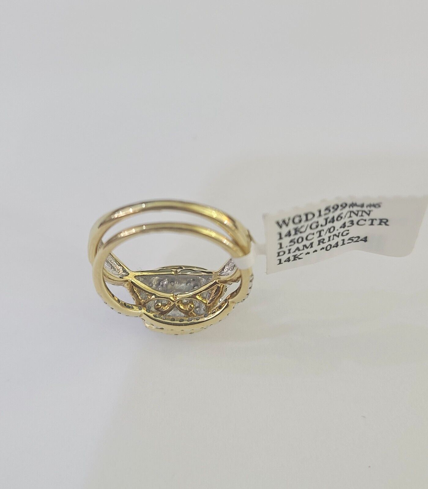 Real 14k Diamond Ladies Ring Yellow Gold Bridal Women Engagement Wedding SET - GoldenlinQ