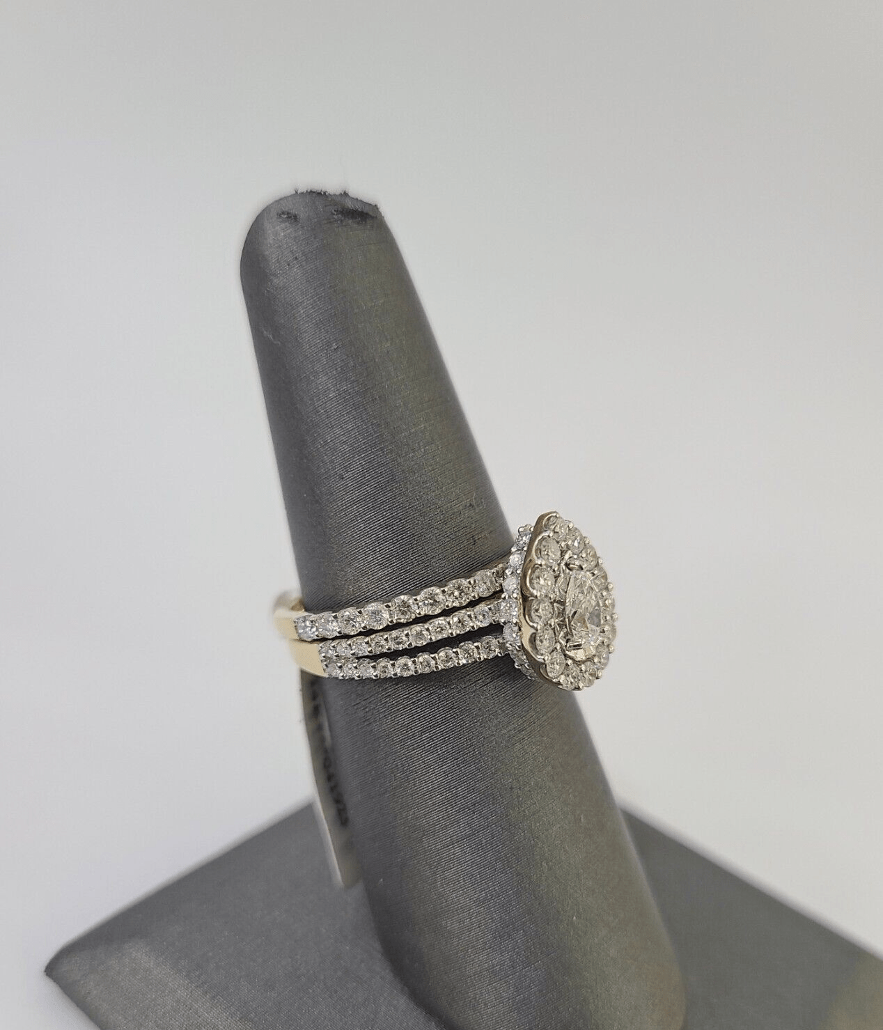 Real 14k Diamond Ladies Ring Yellow Gold Bridal Women Engagement Wedding SET - GoldenlinQ