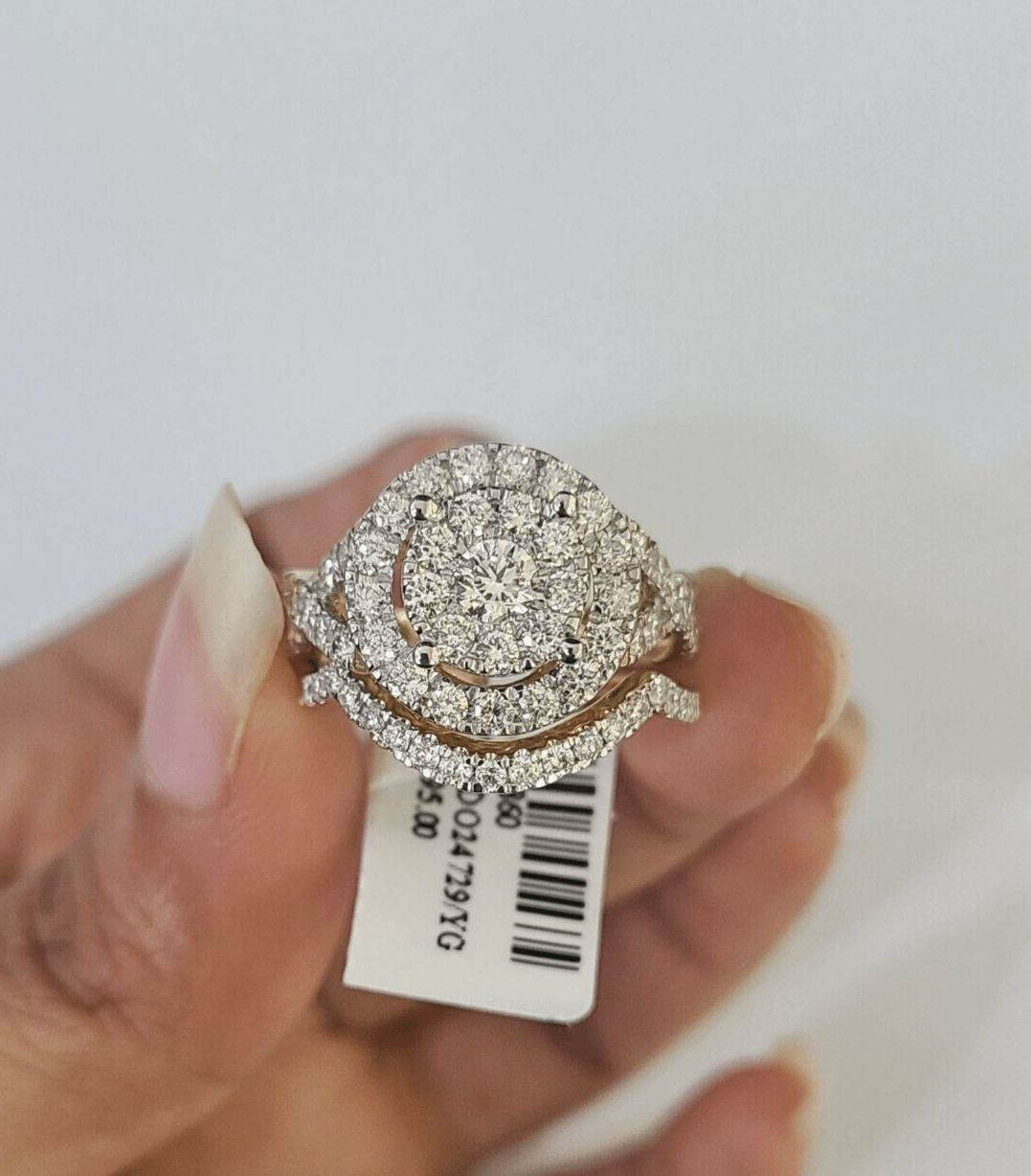 Real 14k Diamond Ladies Ring Yellow Gold Bridal Women Engagement Wedding SET - GoldenlinQ