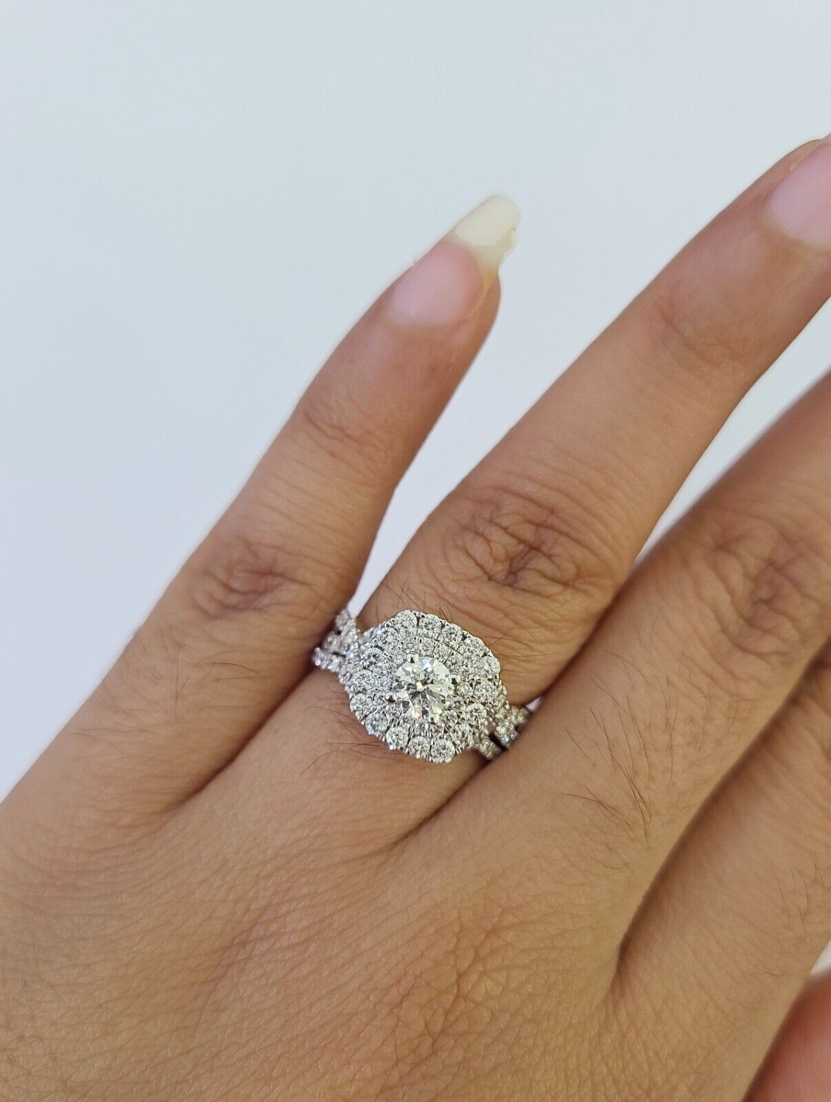 Real 14k Diamond Ladies Ring Yellow Gold Bridal Women Engagement Wedding SET - GoldenlinQ