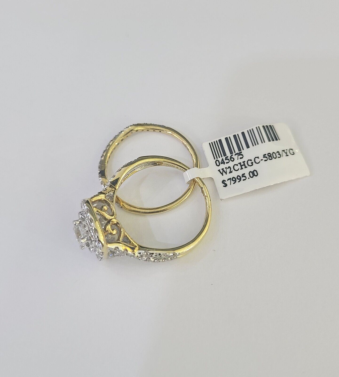 Real 14k Diamond Ladies Ring Yellow Gold Bridal Women Engagement Wedding SET - GoldenlinQ