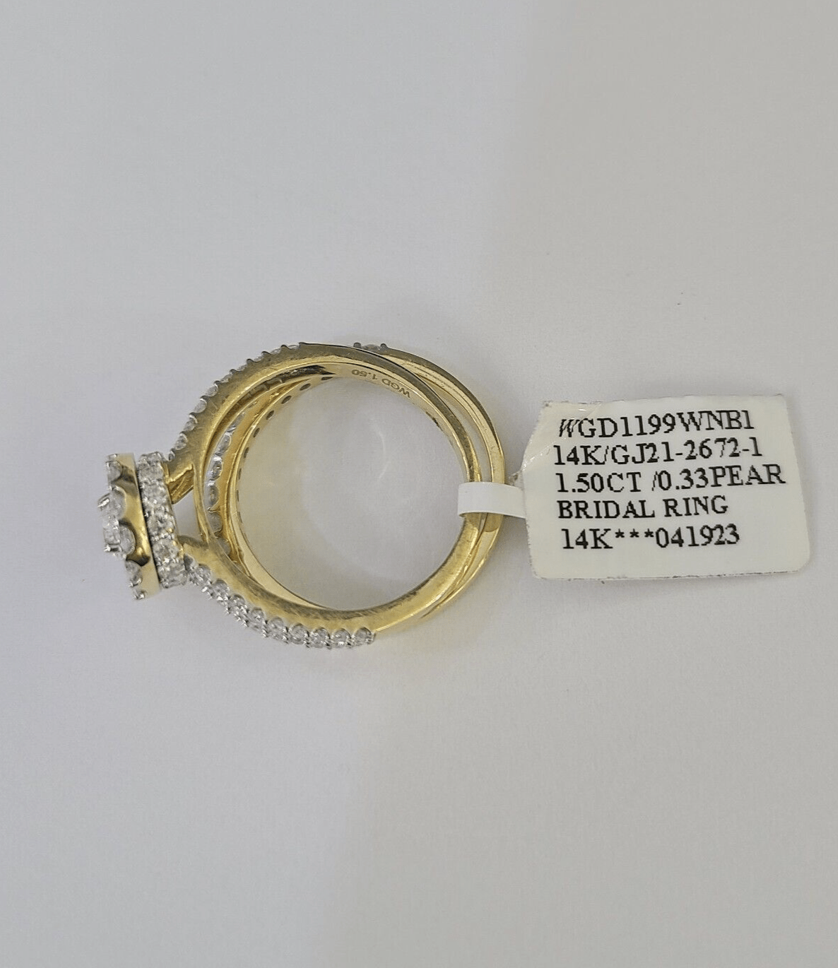 Real 14k Diamond Ladies Ring Yellow Gold Bridal Women Engagement Wedding SET - GoldenlinQ