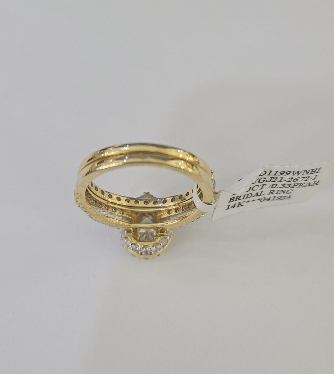 Real 14k Diamond Ladies Ring Yellow Gold Bridal Women Engagement Wedding SET - GoldenlinQ