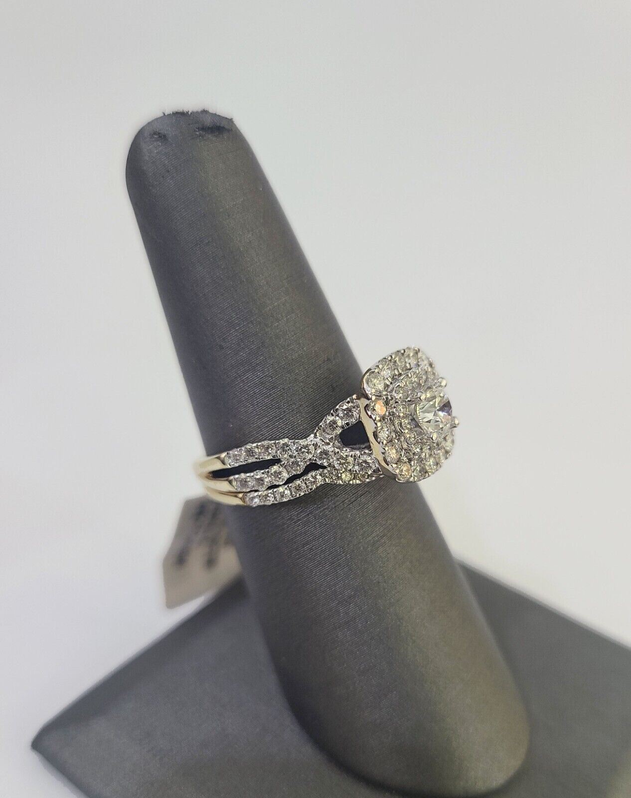 Real 14k Diamond Ladies Ring Yellow Gold Bridal Women Engagement Wedding SET - GoldenlinQ