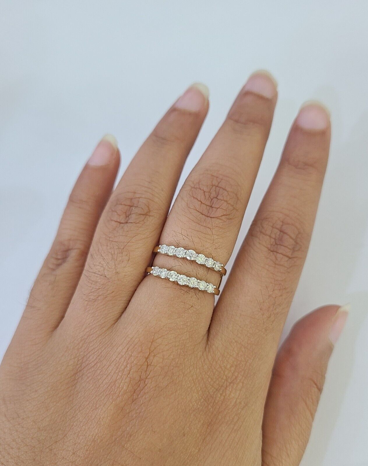 Real 14k Diamond Ladies Ring Yellow Gold Enhancer Guard Wrap Engagement Wedding - GoldenlinQ