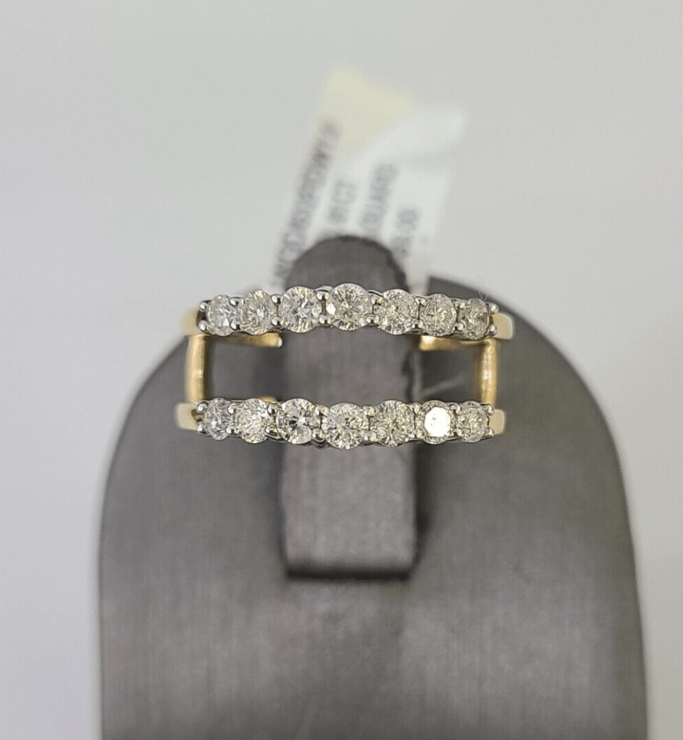 Real 14k Diamond Ladies Ring Yellow Gold Enhancer Guard Wrap Engagement Wedding - GoldenlinQ