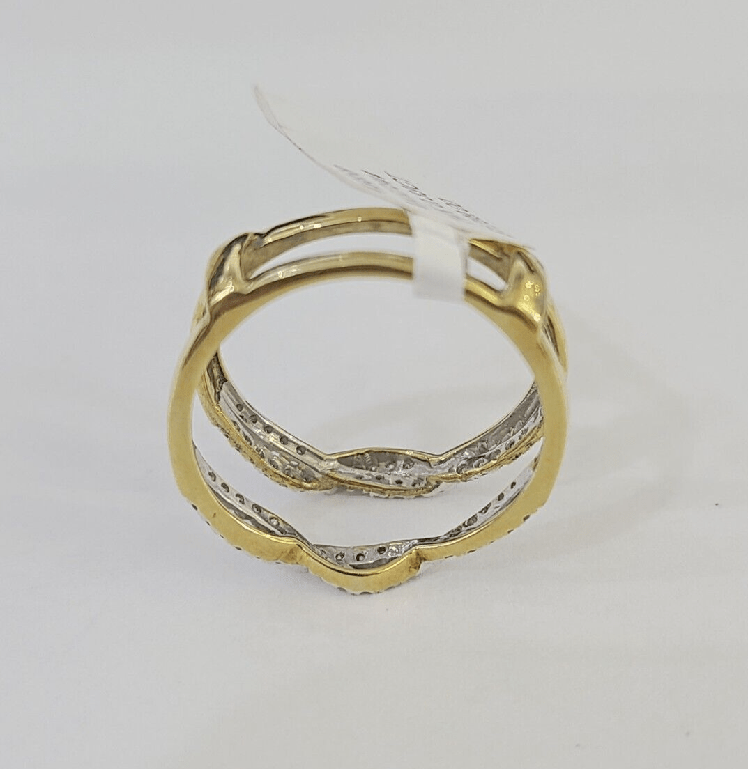 Real 14k Diamond Ladies Ring Yellow Gold Enhancer Guard Wrap Engagement Wedding - GoldenlinQ