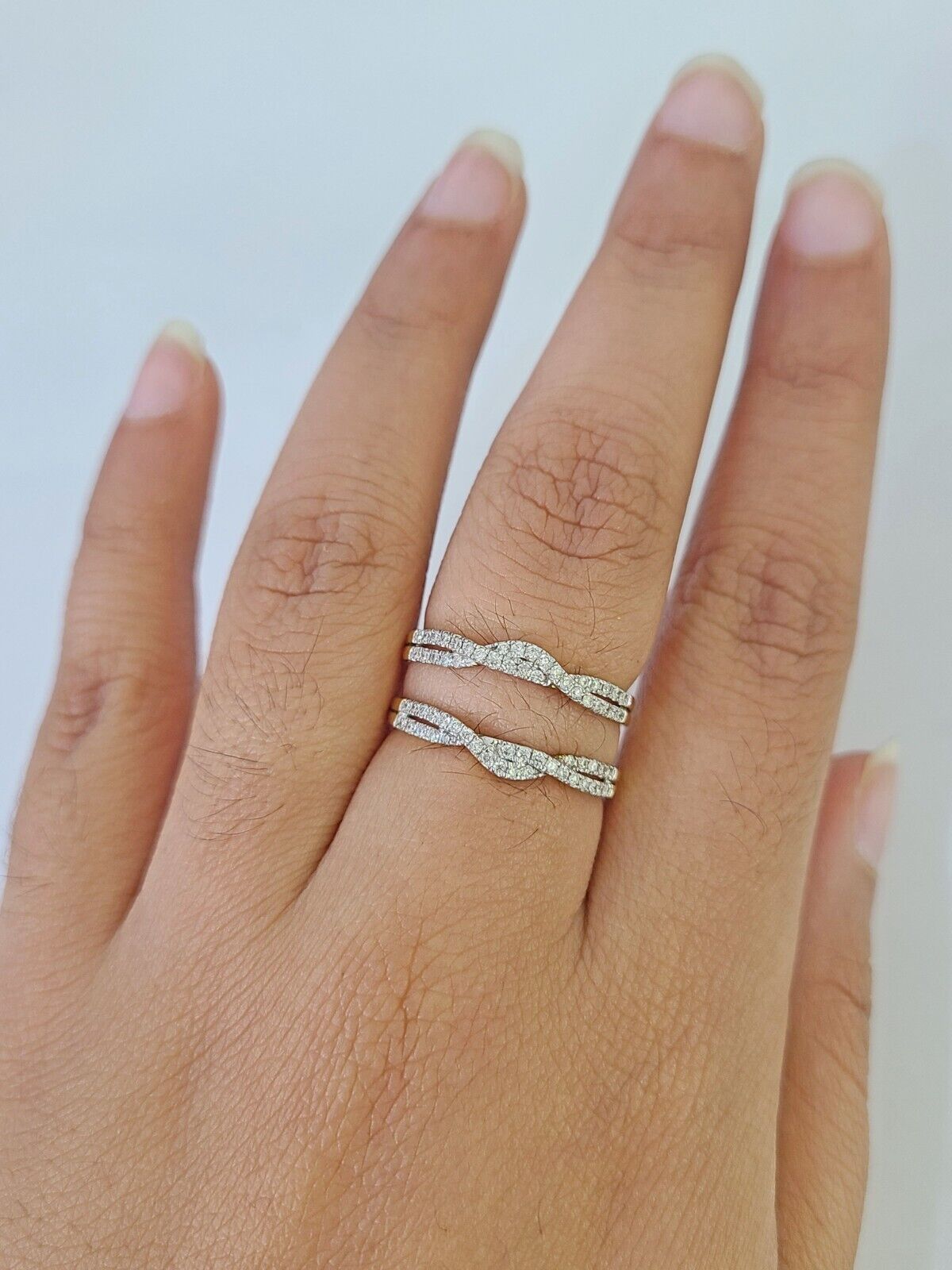 Real 14k Diamond Ladies Ring Yellow Gold Enhancer Guard Wrap Engagement Wedding - GoldenlinQ