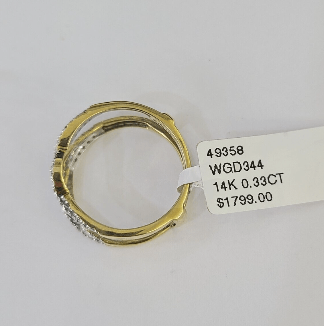 Real 14k Diamond Ladies Ring Yellow Gold Enhancer Guard Wrap Engagement Wedding - GoldenlinQ