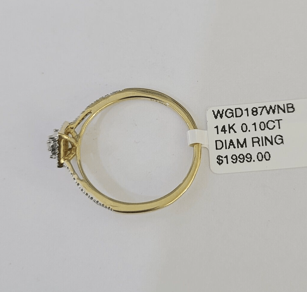 Real 14k Diamond Ladies Ring Yellow Gold Women Casual Genuine Wedding - GoldenlinQ