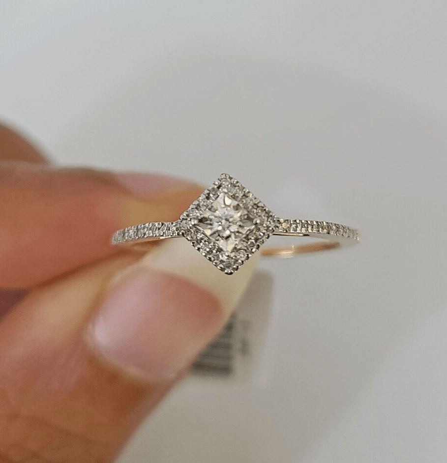 Real 14k Diamond Ladies Ring Yellow Gold Women Casual Genuine Wedding - GoldenlinQ