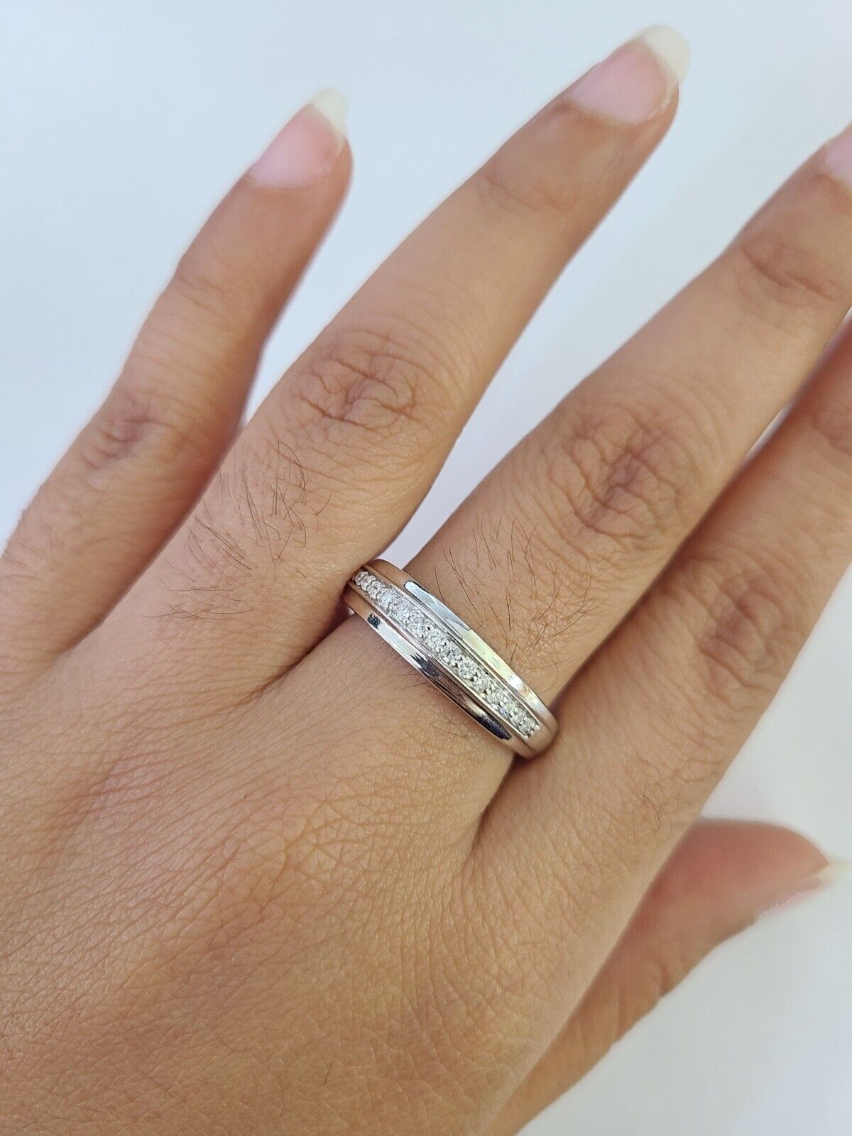 REAL 14k Diamond Ring White Gold Ladies Men Trio SET Wedding Engagement Genuine - GoldenlinQ