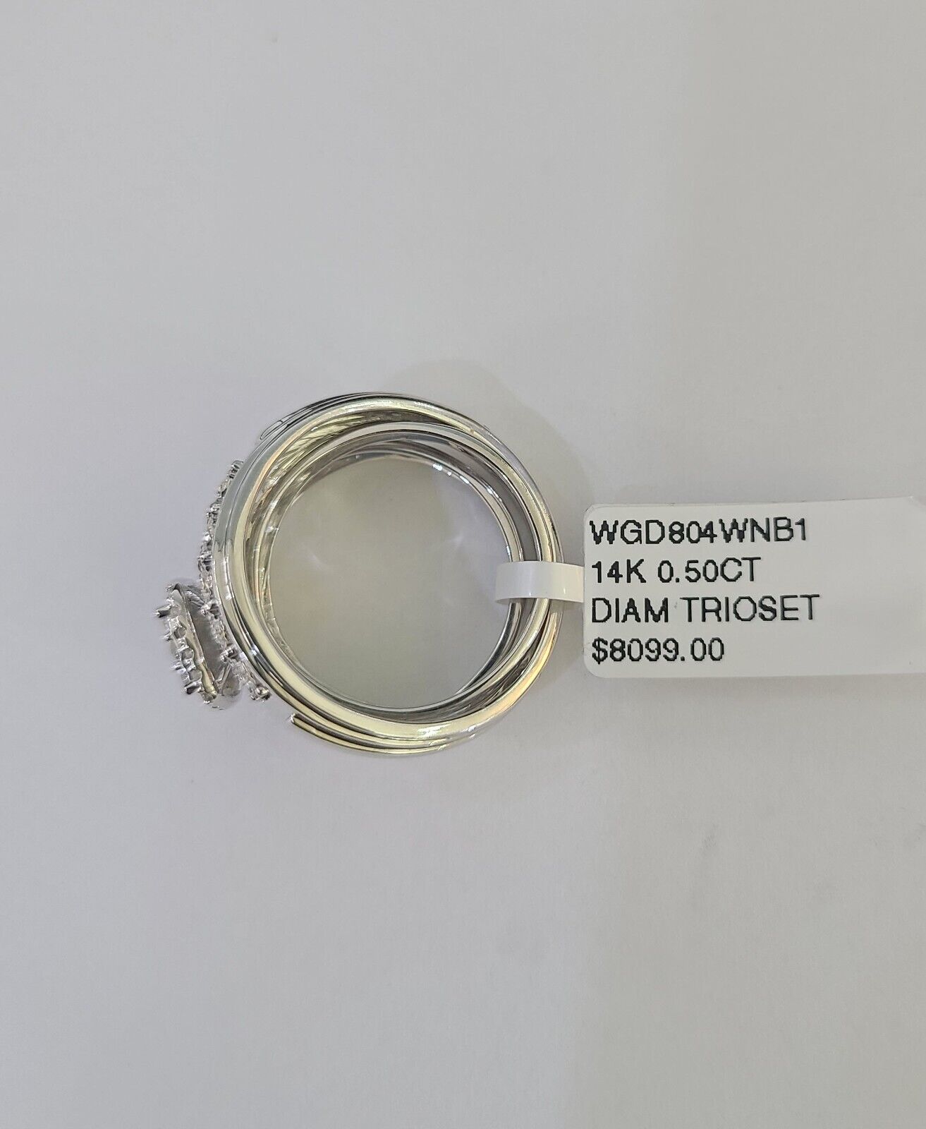 REAL 14k Diamond Ring White Gold Ladies Men Trio SET Wedding Engagement Genuine - GoldenlinQ