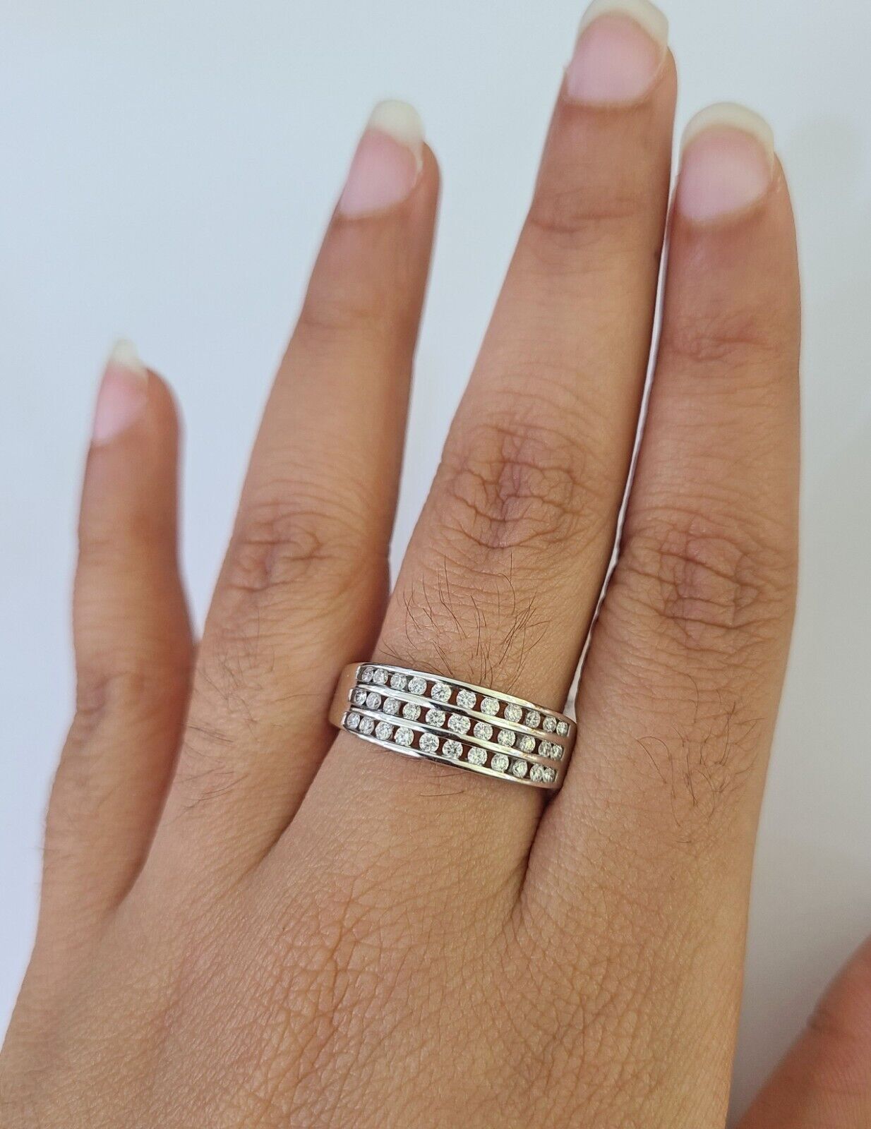 REAL 14k Diamond Ring White Gold Ladies Men Trio SET Wedding Engagement Genuine - GoldenlinQ