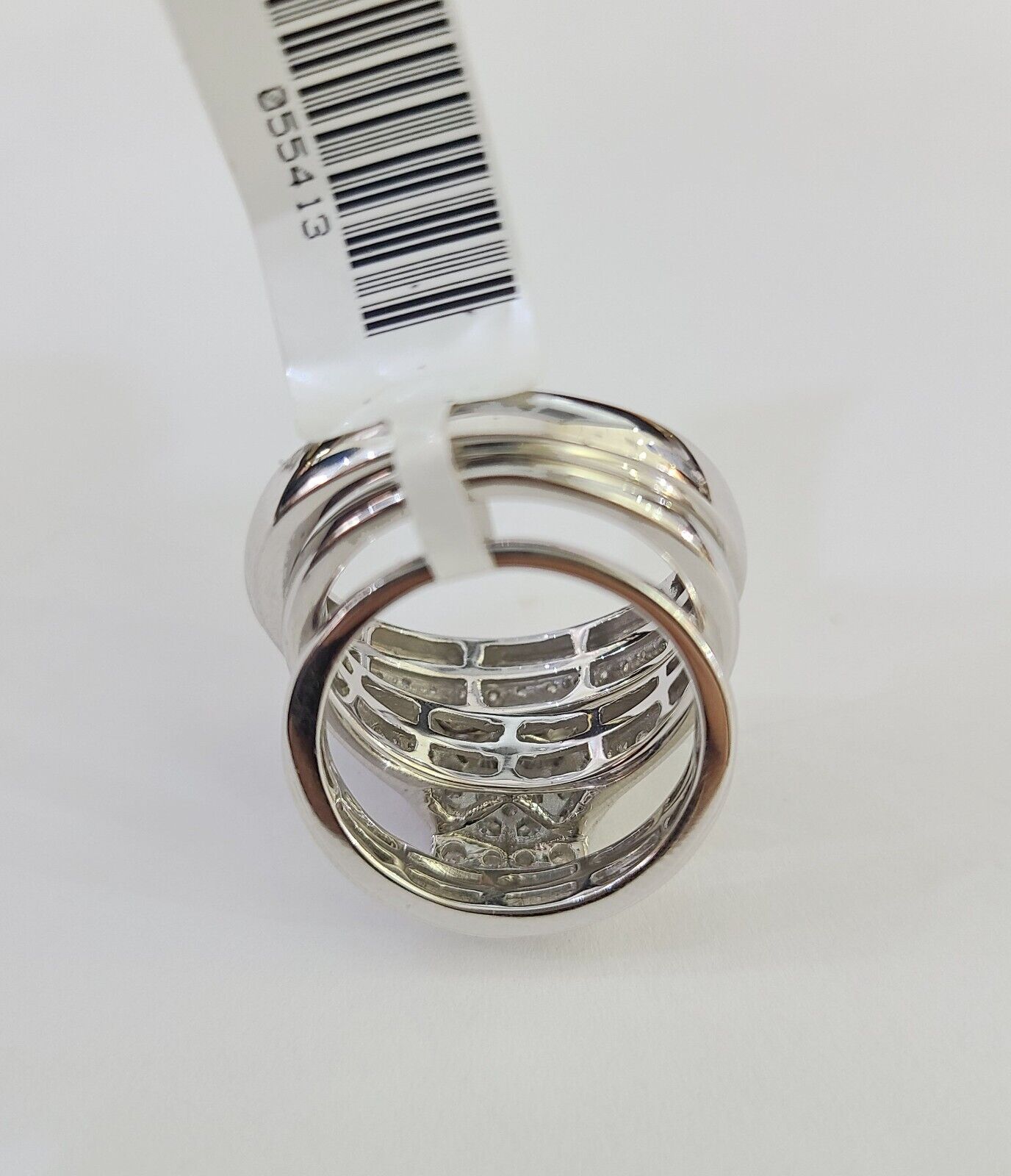 REAL 14k Diamond Ring White Gold Ladies Men Trio SET Wedding Engagement Genuine - GoldenlinQ