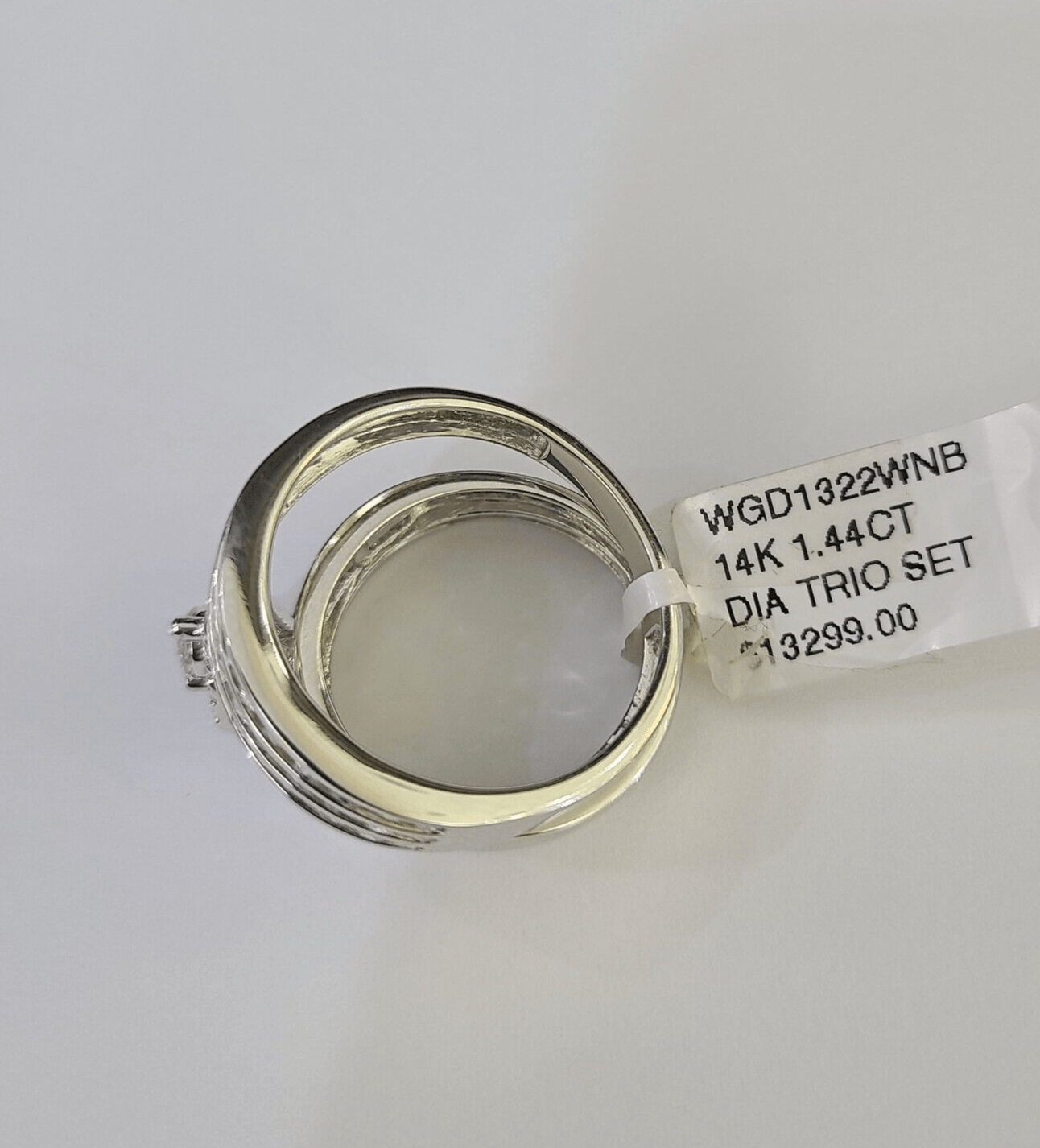 REAL 14k Diamond Ring White Gold Ladies Men Trio SET Wedding Engagement Genuine - GoldenlinQ