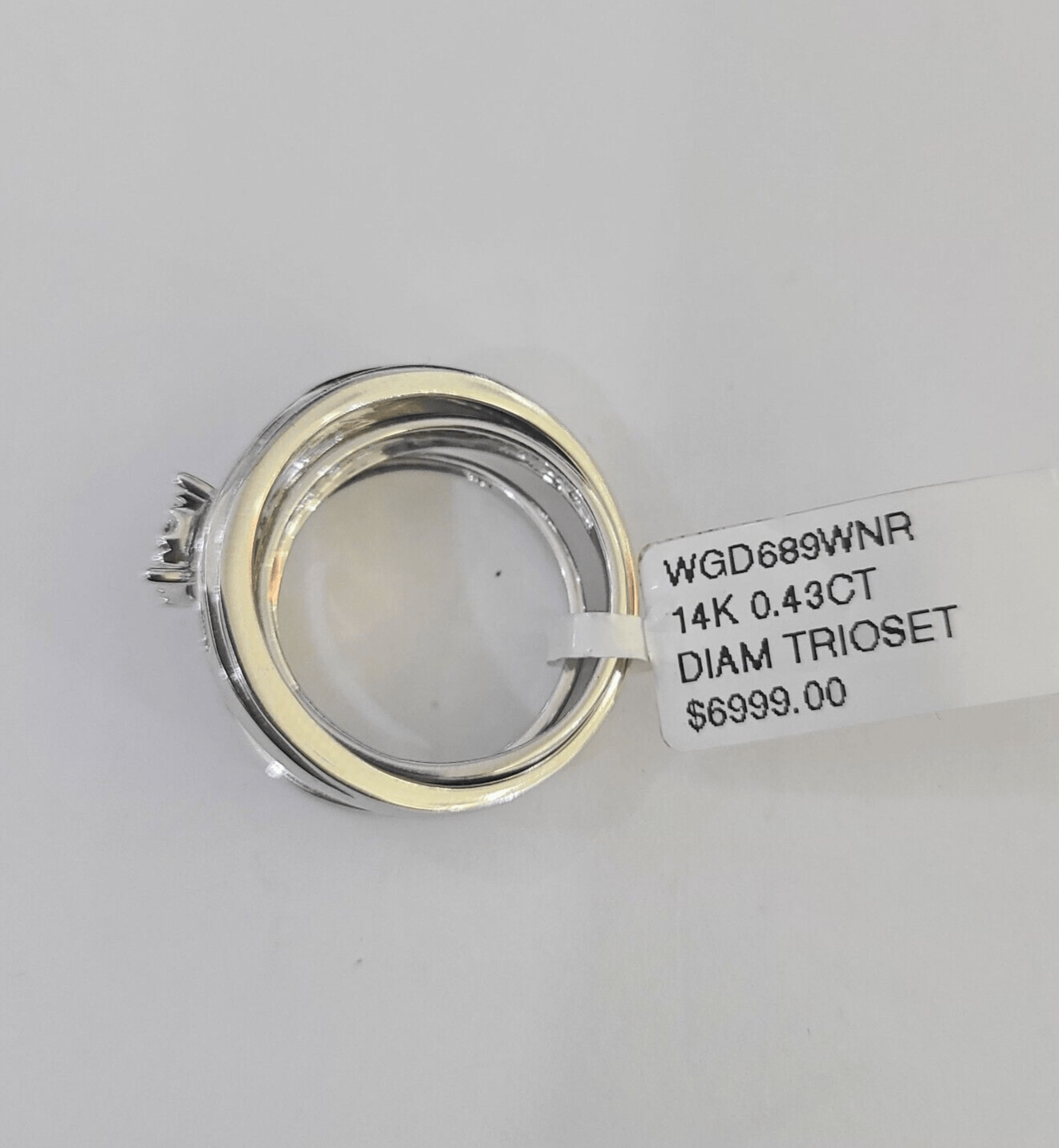 REAL 14k Diamond Ring White Gold Ladies Men Trio SET Wedding Engagement Genuine - GoldenlinQ