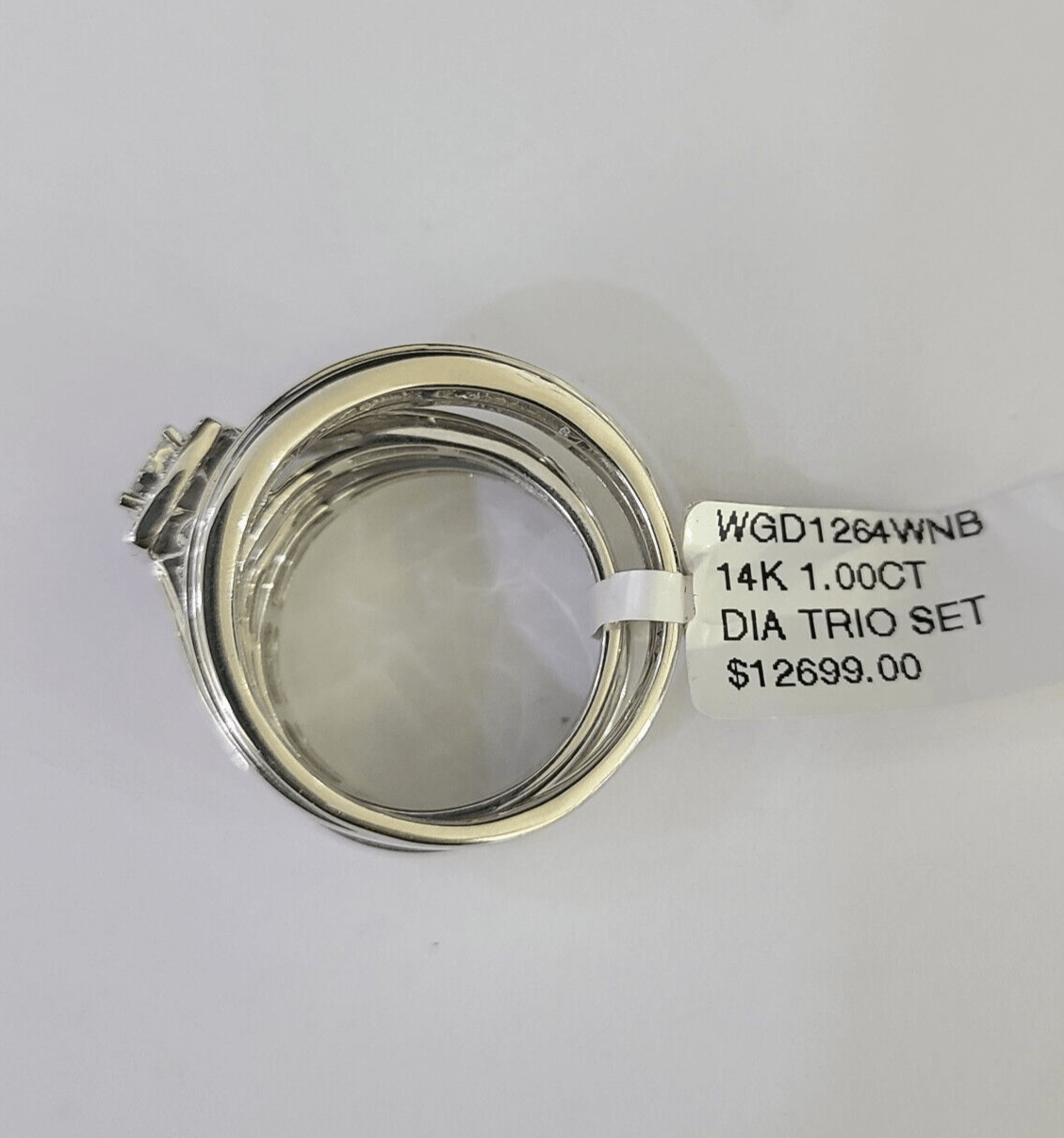 REAL 14k Diamond Ring White Gold Ladies Men Trio SET Wedding Engagement Genuine - GoldenlinQ