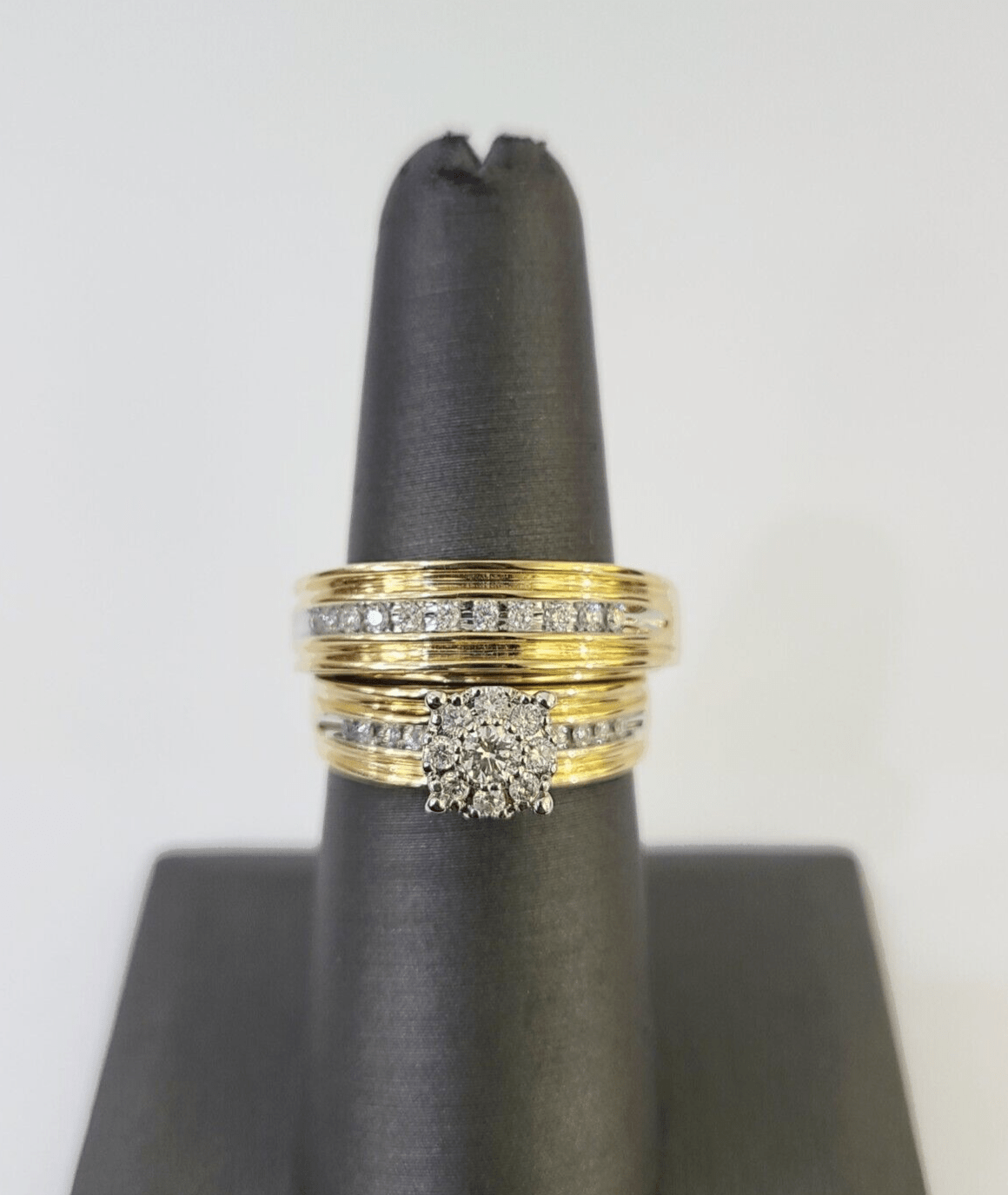 REAL 14k Diamond Ring Yellow Gold Ladies Men Duo SET Wedding Engagement Genuine - GoldenlinQ