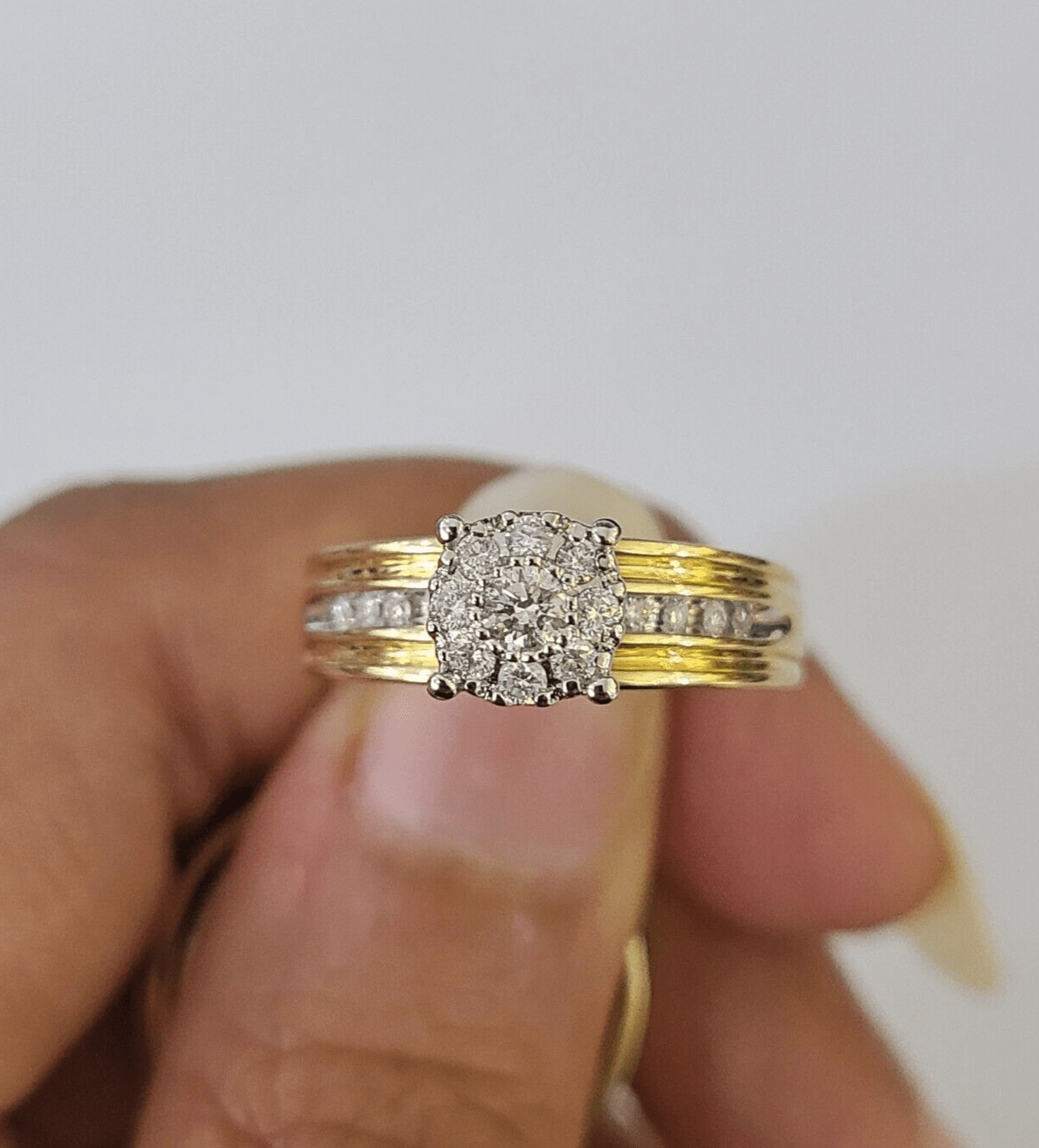 REAL 14k Diamond Ring Yellow Gold Ladies Men Duo SET Wedding Engagement Genuine - GoldenlinQ