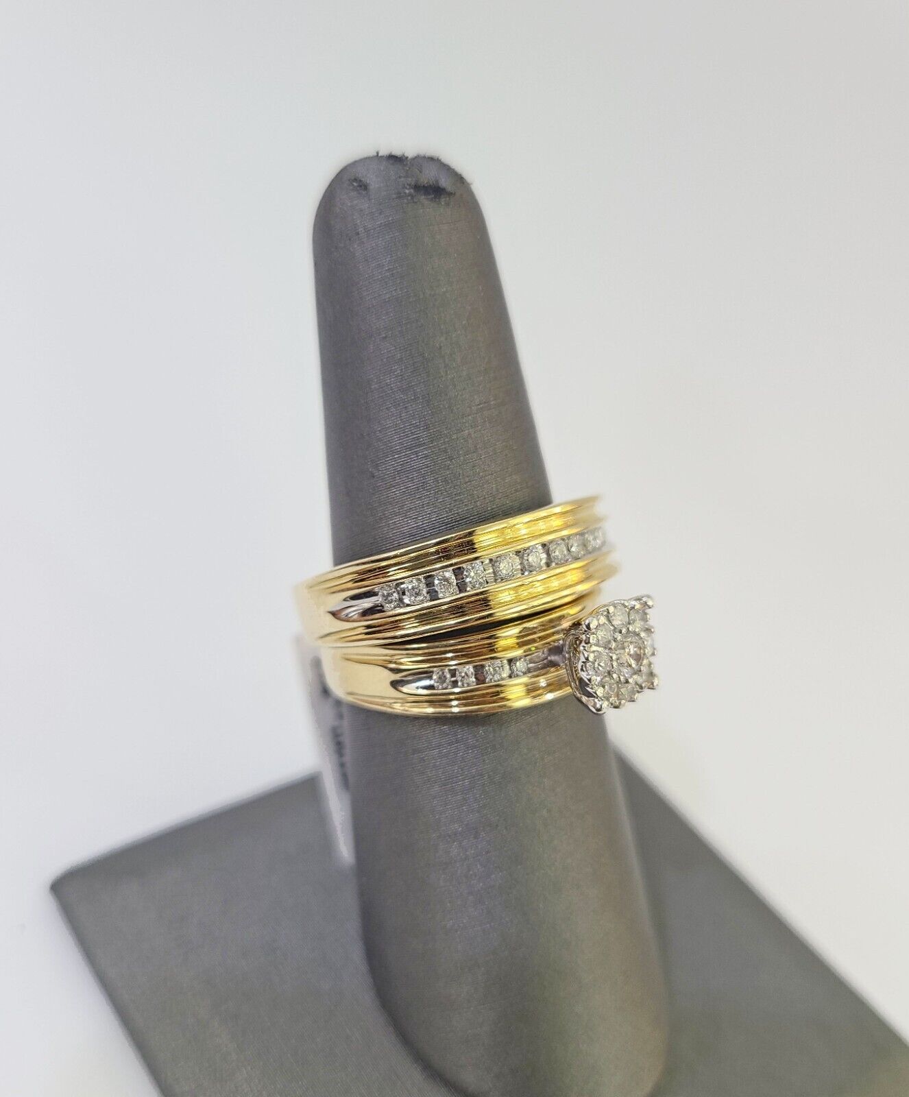 REAL 14k Diamond Ring Yellow Gold Ladies Men Duo SET Wedding Engagement Genuine - GoldenlinQ