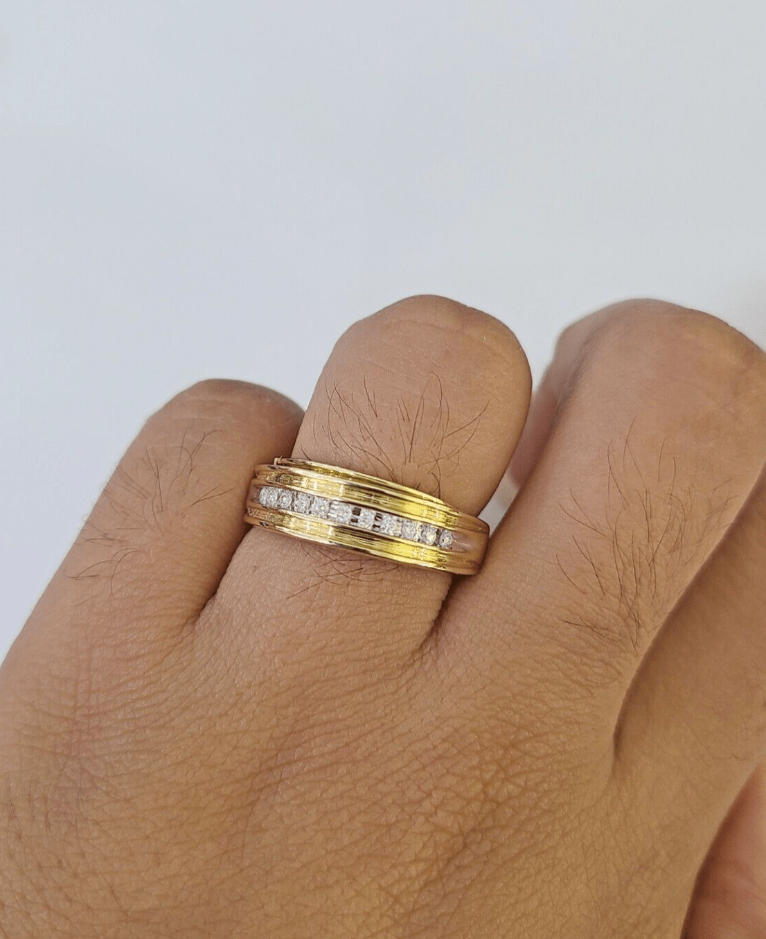 REAL 14k Diamond Ring Yellow Gold Ladies Men Duo SET Wedding Engagement Genuine - GoldenlinQ