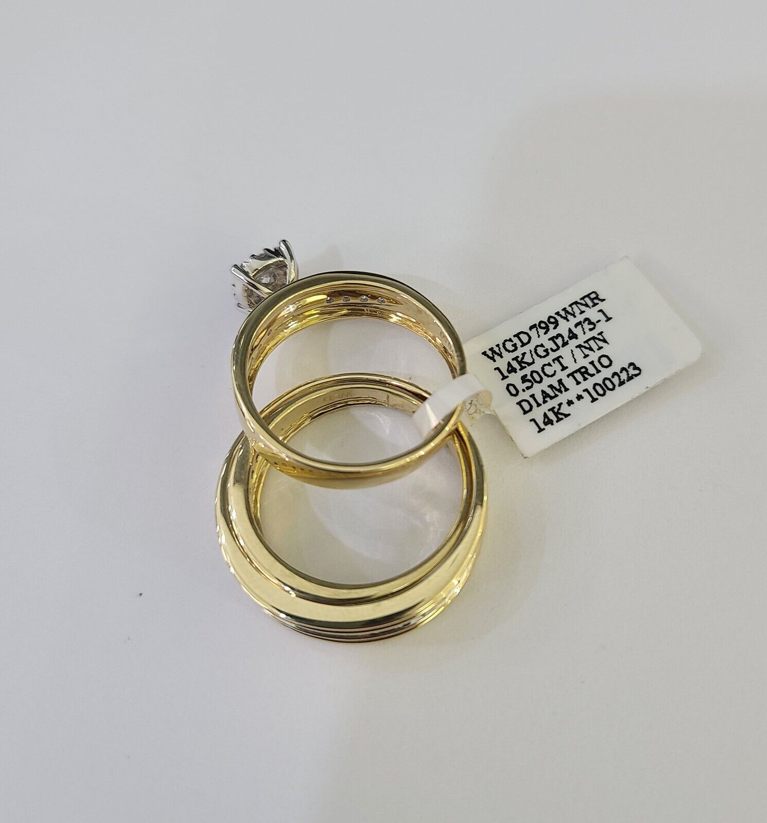 REAL 14k Diamond Ring Yellow Gold Ladies Men Duo SET Wedding Engagement Genuine - GoldenlinQ