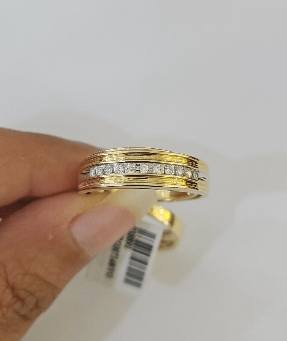 REAL 14k Diamond Ring Yellow Gold Ladies Men Duo SET Wedding Engagement Genuine - GoldenlinQ