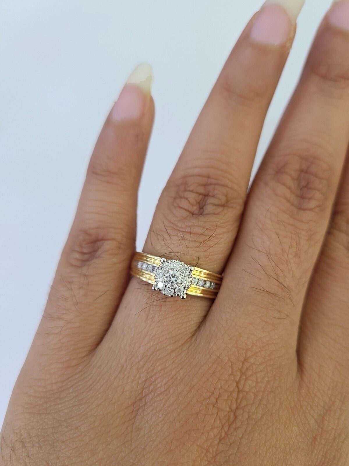 REAL 14k Diamond Ring Yellow Gold Ladies Men Duo SET Wedding Engagement Genuine - GoldenlinQ