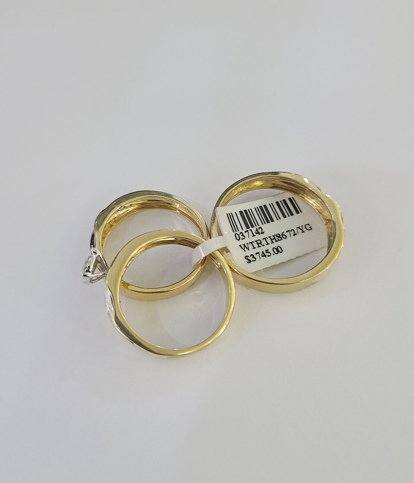 REAL 14k Diamond Ring Yellow Gold Ladies Men Trio SET Wedding Engagement Genuine - GoldenlinQ