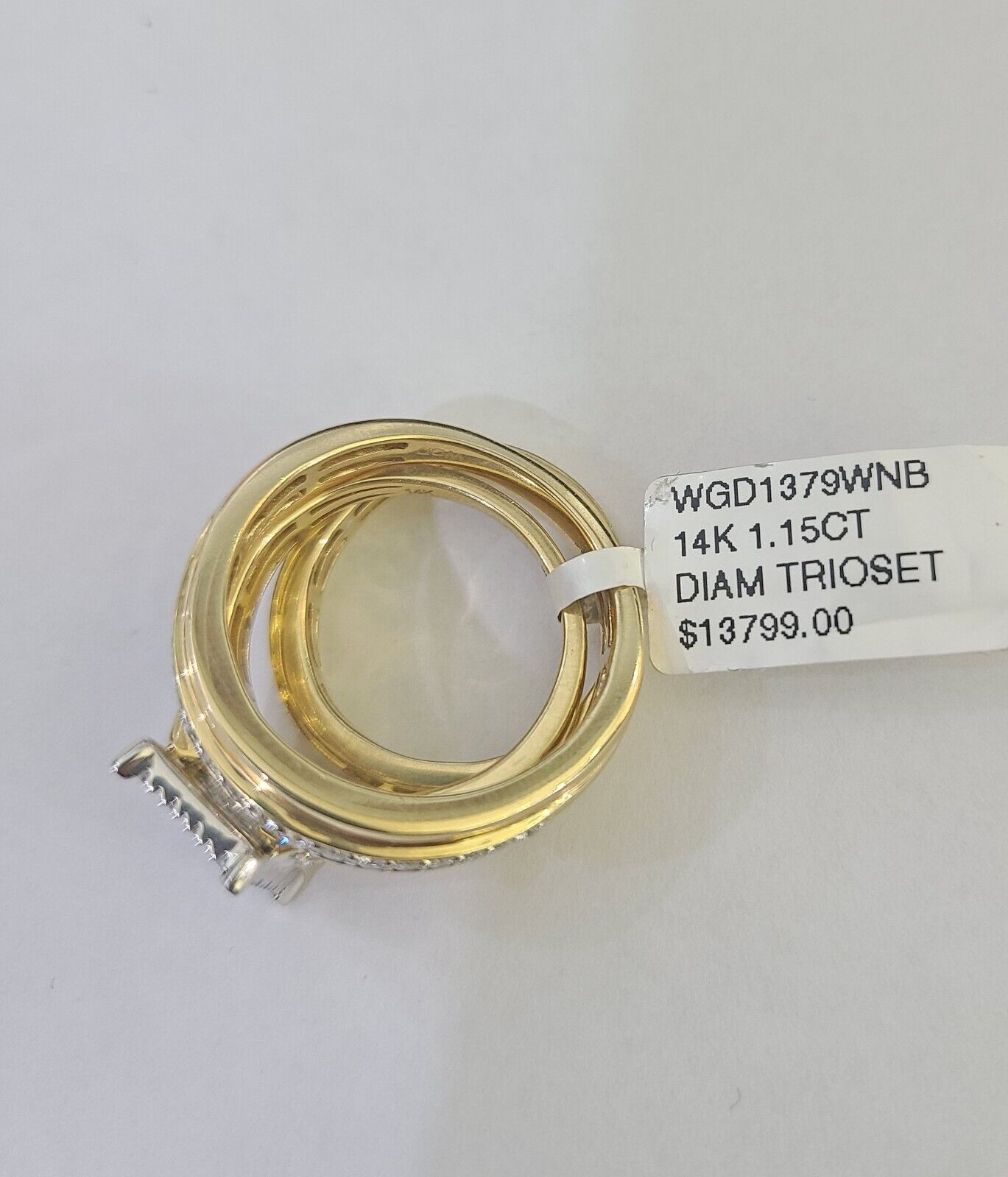 REAL 14k Diamond Ring Yellow Gold Ladies Men Trio SET Wedding Engagement Genuine - GoldenlinQ