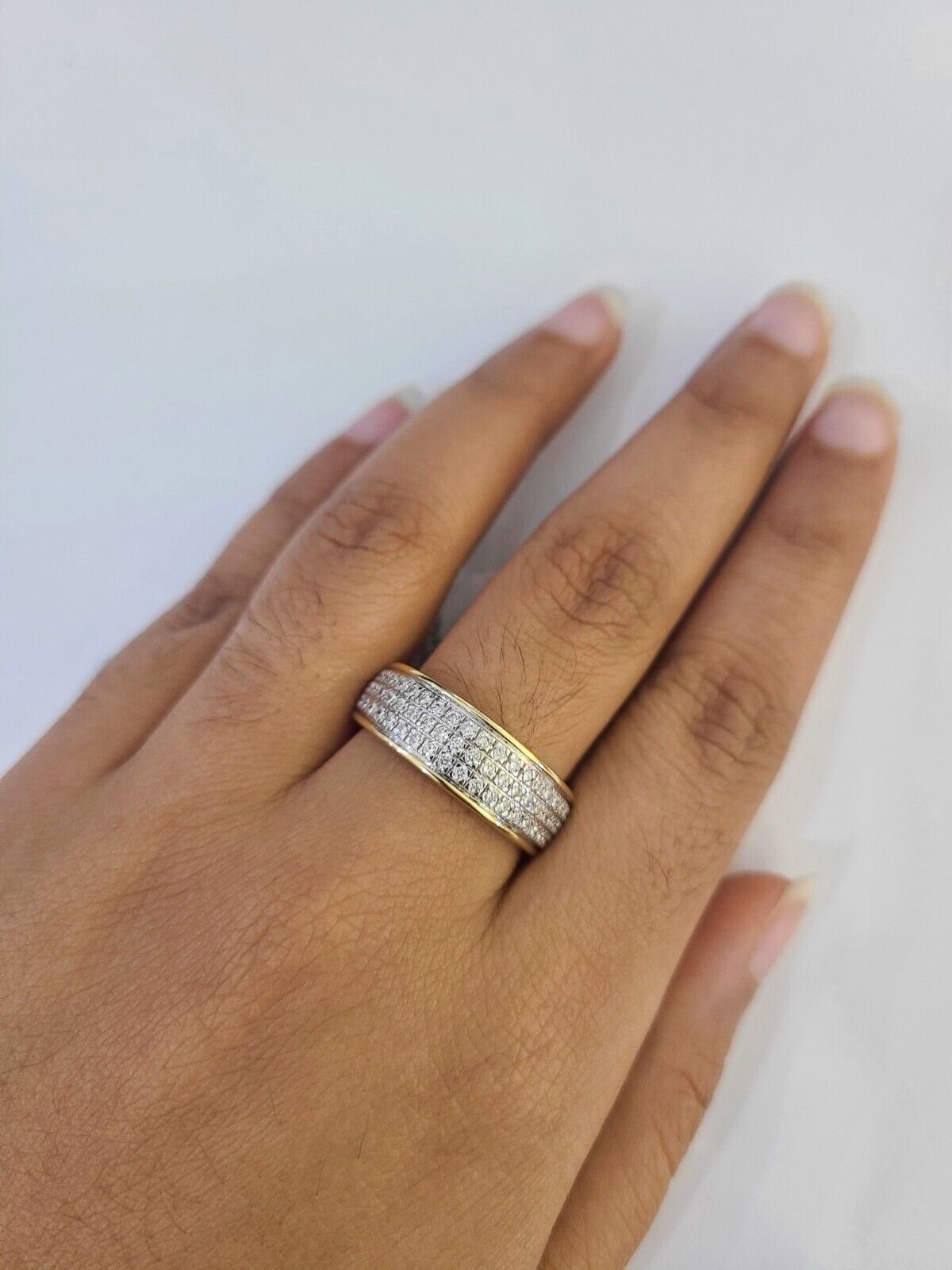 REAL 14k Diamond Ring Yellow Gold Ladies Men Trio SET Wedding Engagement Genuine - GoldenlinQ