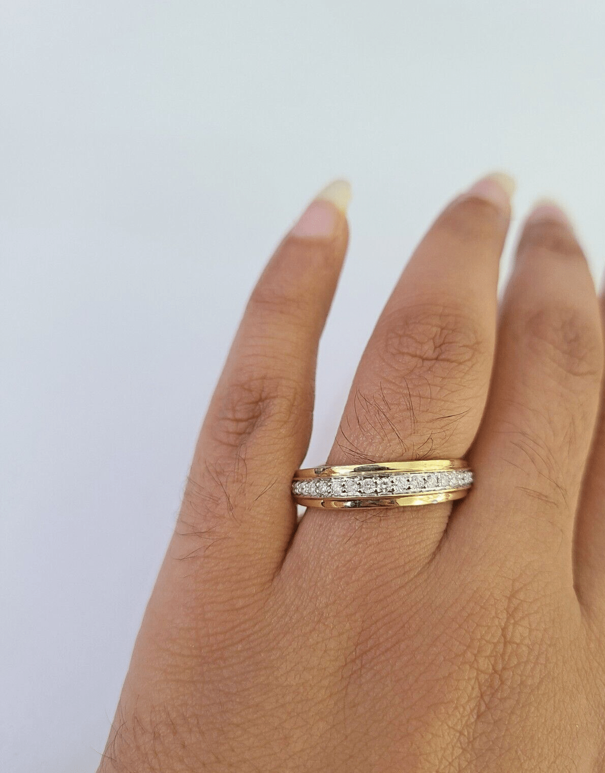 REAL 14k Diamond Ring Yellow Gold Ladies Men Trio SET Wedding Engagement Genuine - GoldenlinQ