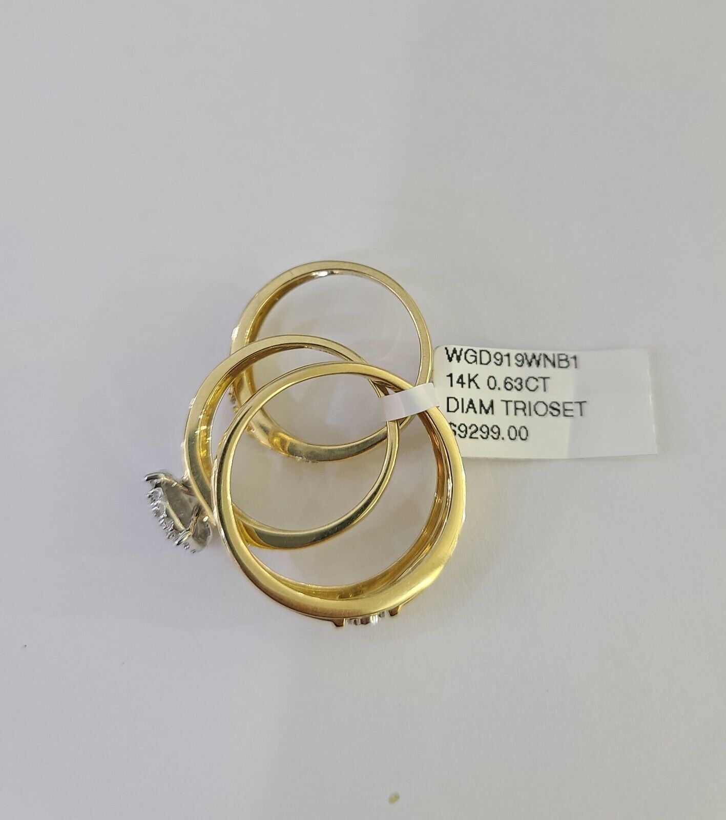 REAL 14k Diamond Ring Yellow Gold Ladies Men Trio SET Wedding Engagement Genuine - GoldenlinQ