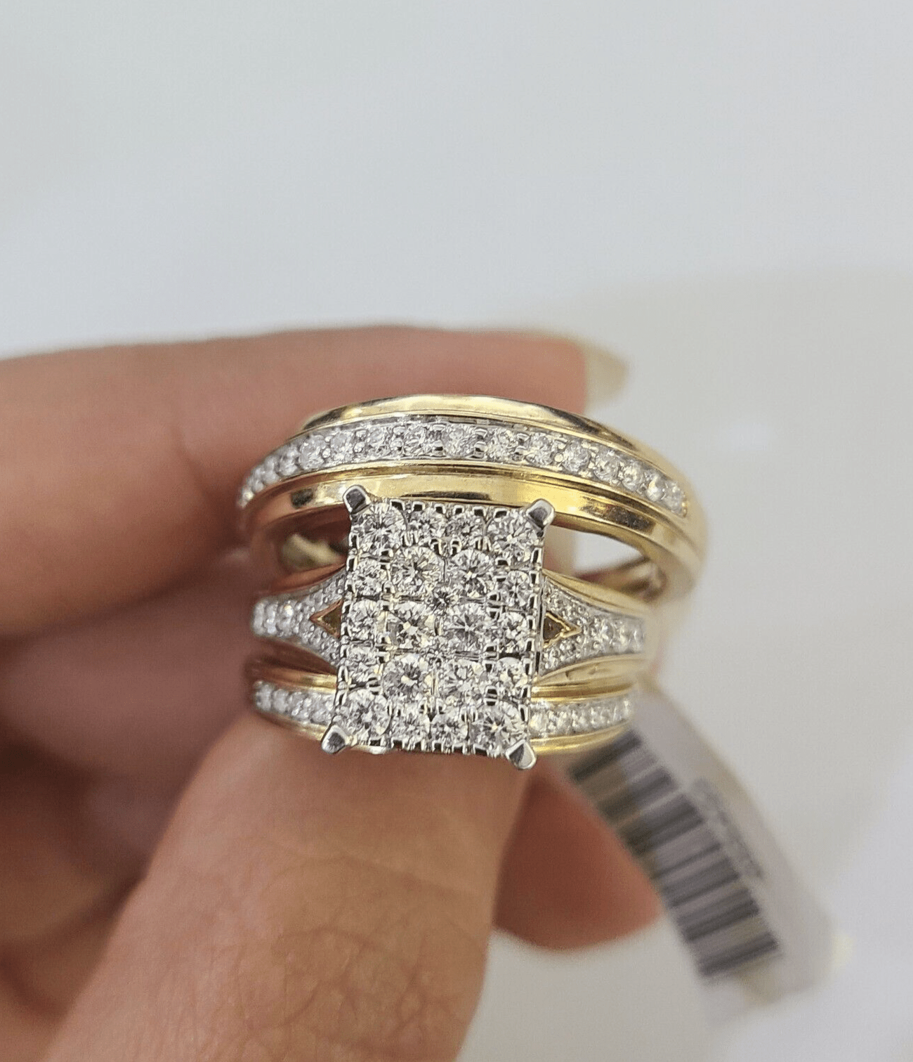 REAL 14k Diamond Ring Yellow Gold Ladies Men Trio SET Wedding Engagement Genuine - GoldenlinQ