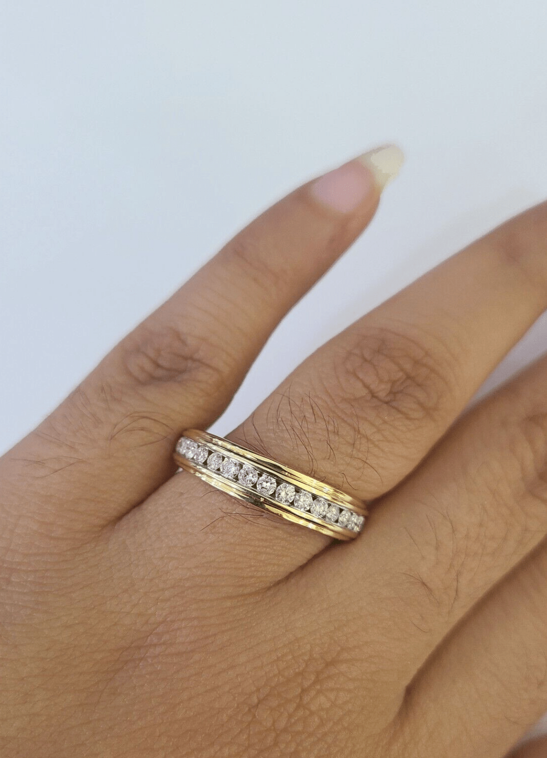 REAL 14k Diamond Ring Yellow Gold Ladies Men Trio SET Wedding Engagement Genuine - GoldenlinQ