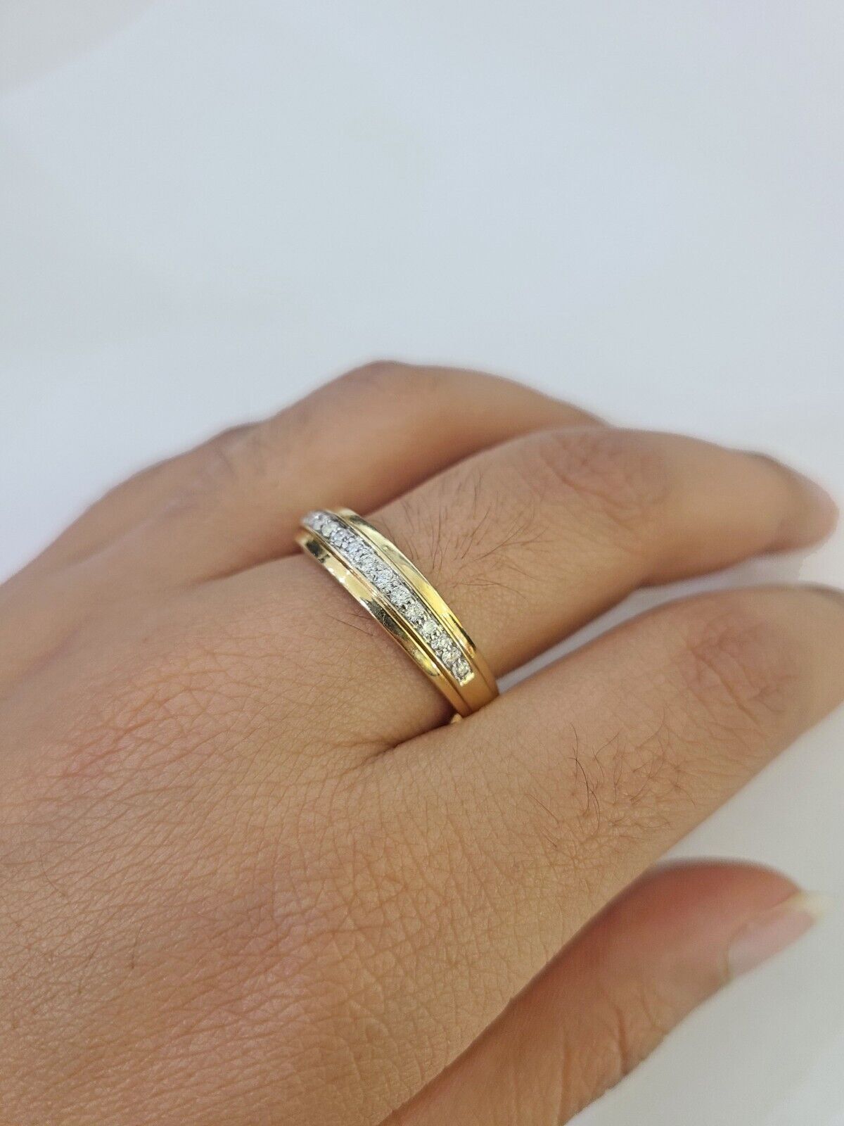 REAL 14k Diamond Ring Yellow Gold Ladies Men Trio SET Wedding Engagement Genuine - GoldenlinQ