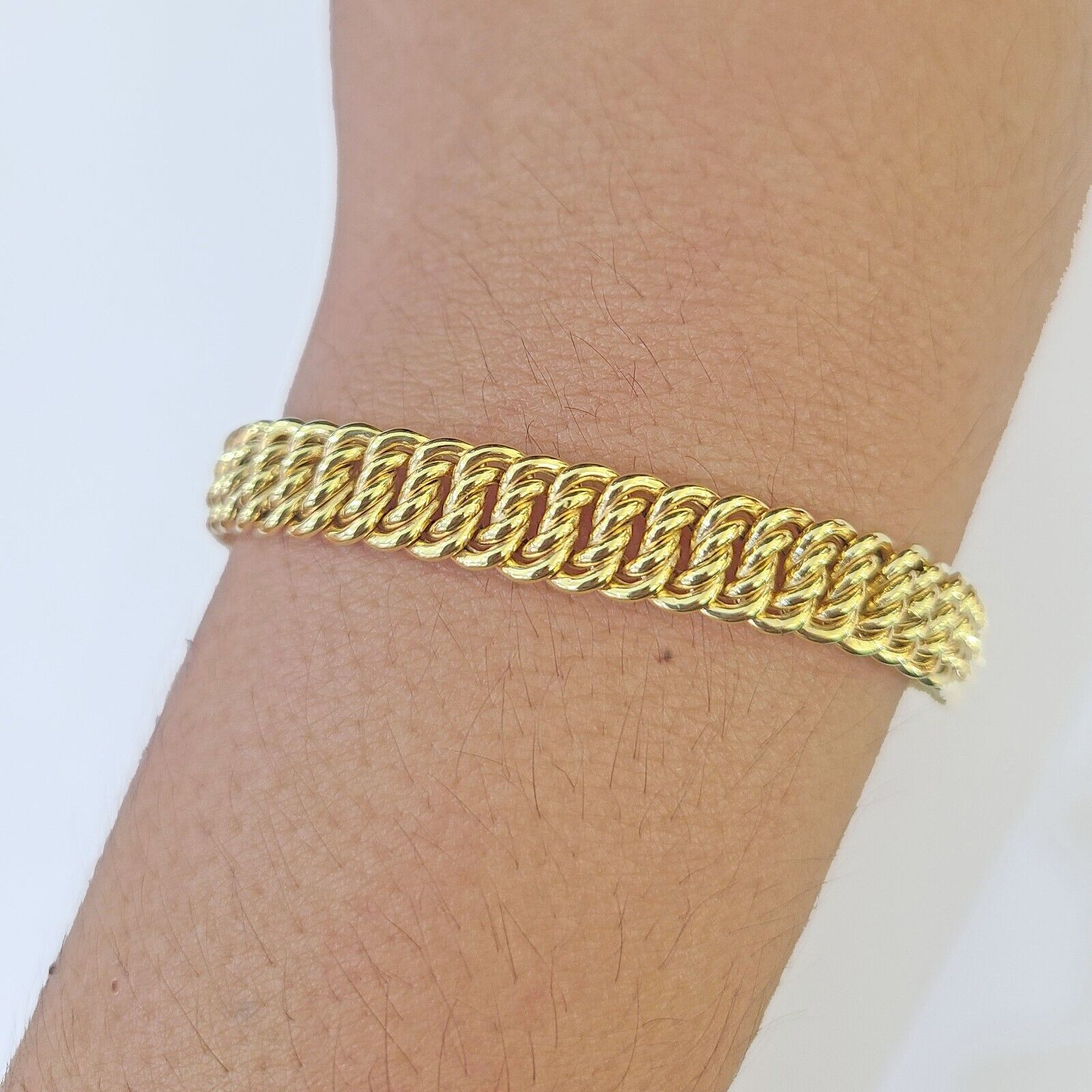 Real 14k Flat Byzantine Bracelet For Ladies / Women Box Clasp Unique Style - GoldenlinQ