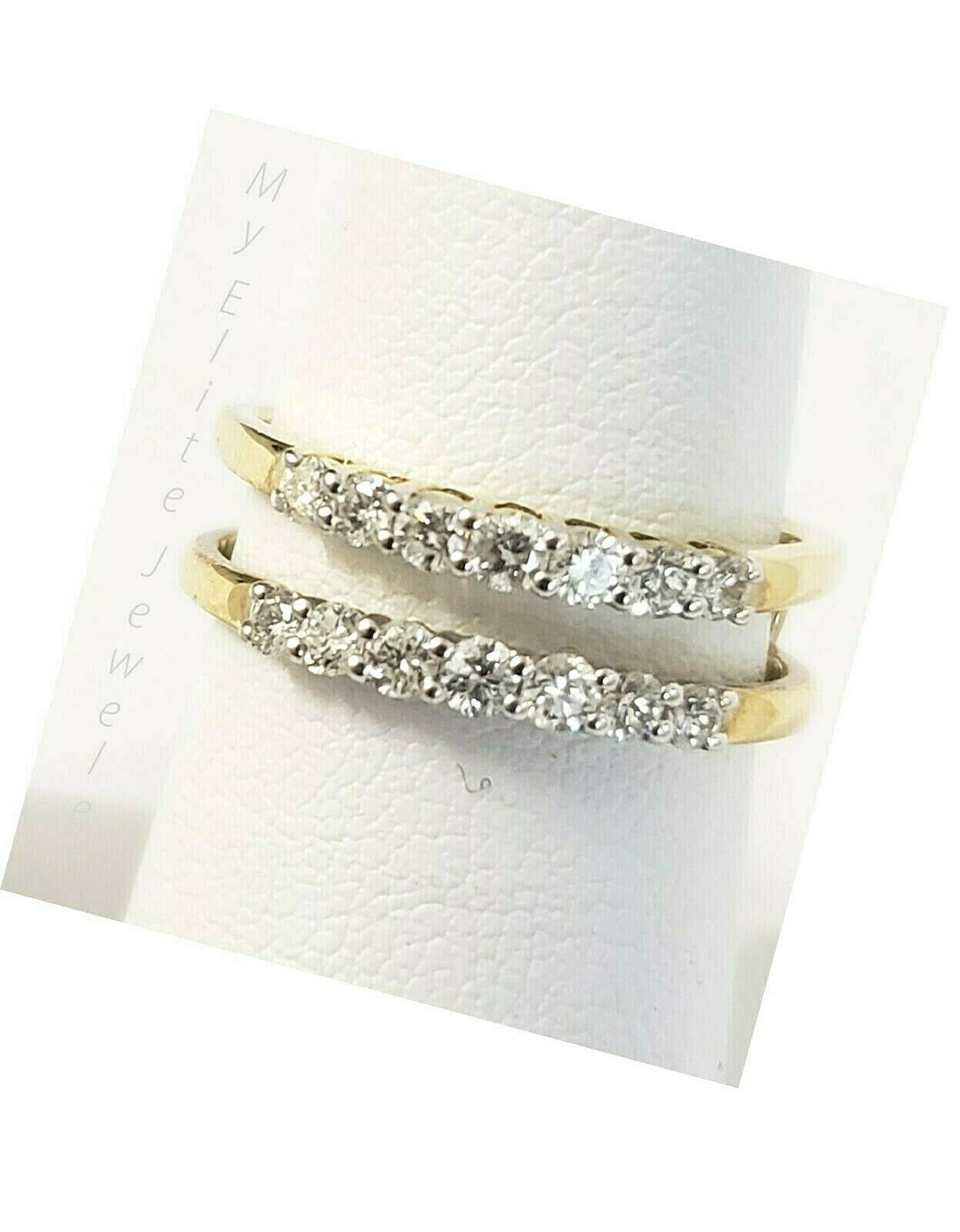 Real 14K Gold 1/2CT Diamond Ladies Ring Solitaire Guard Wrap Band Size7 Enhancer - GoldenlinQ