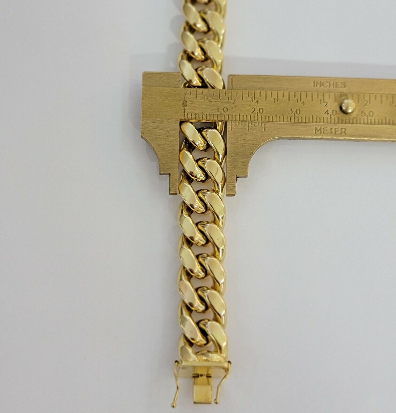 Real 14k Gold 13mm Chain Necklace Miami Cuban Link 22"-30" Men 14kt Yellow Gold