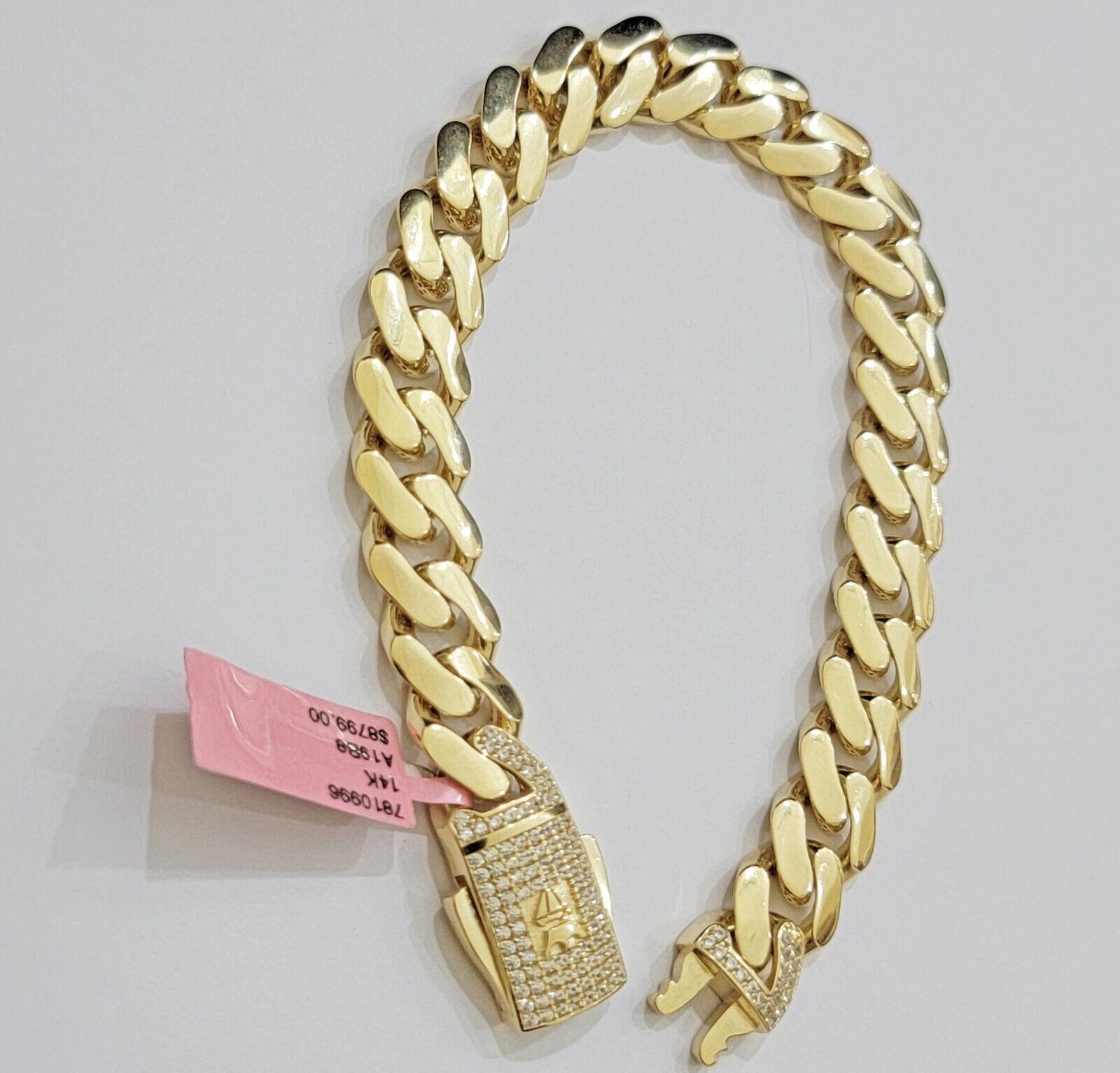 Real 14k Gold Bracelet 11mm Miami Cuban Link 7.5 inch Men Women 14kt Yellow Gold - GoldenlinQ