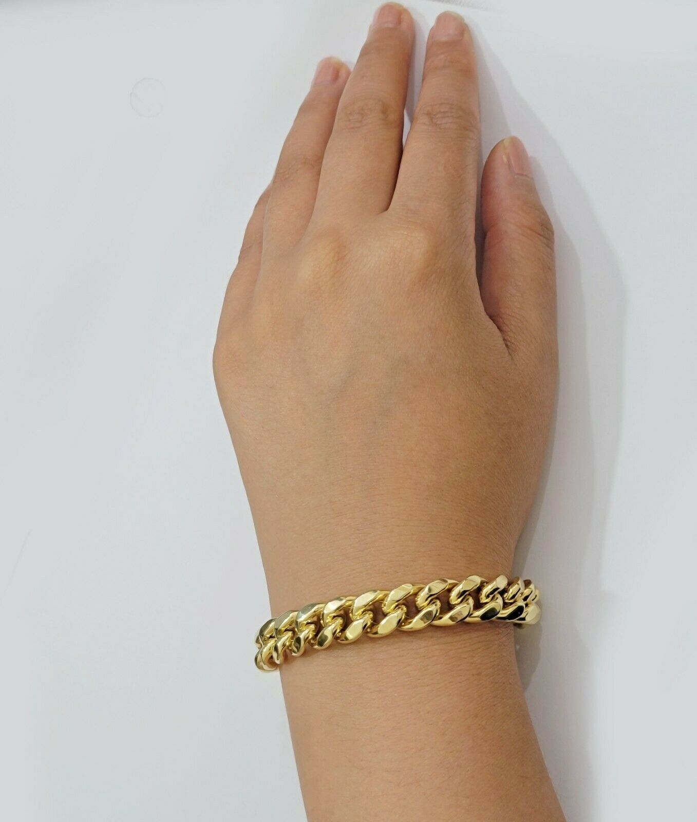 Real 14k Gold Bracelet 11mm Miami Cuban Link 8" Inch Box Clasp, Men 14kt ,STRONG - GoldenlinQ