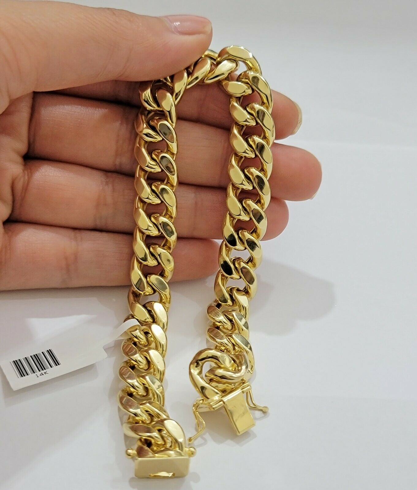 Real 14k Gold Bracelet 11mm Miami Cuban Link 8" Inch Box Clasp, Men 14kt ,STRONG - GoldenlinQ