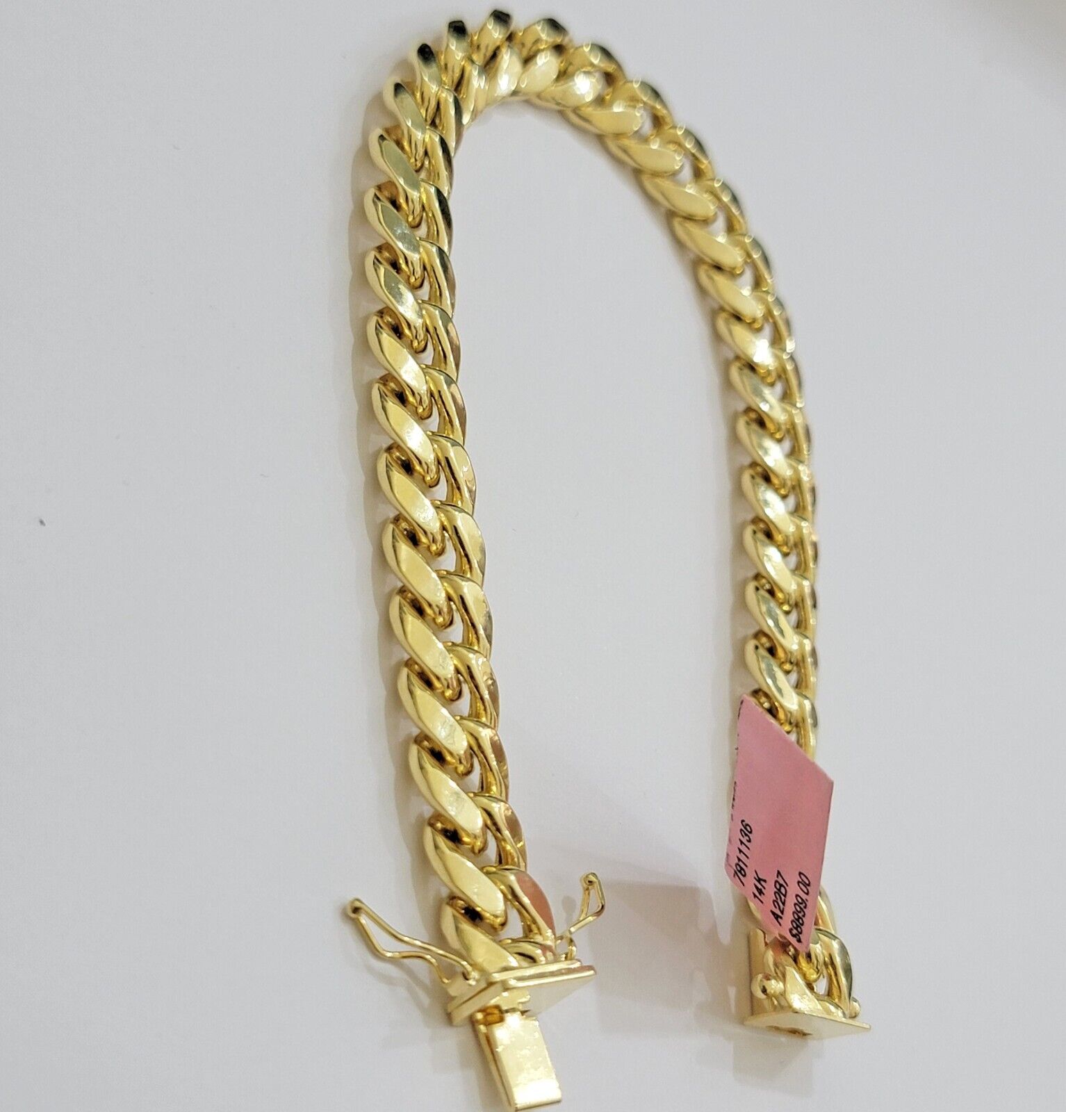 Real 14k Gold Bracelet 9mm Miami Cuban Link 8'' inch Men's 14kt Yellow Gold - GoldenlinQ