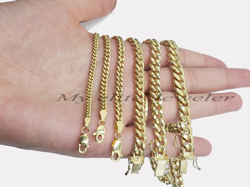 REAL 14k Gold Bracelet Men Women Cuban Link 7.5 8 8.5 9 Inch 2 - 8 mm Box Lock - GoldenlinQ